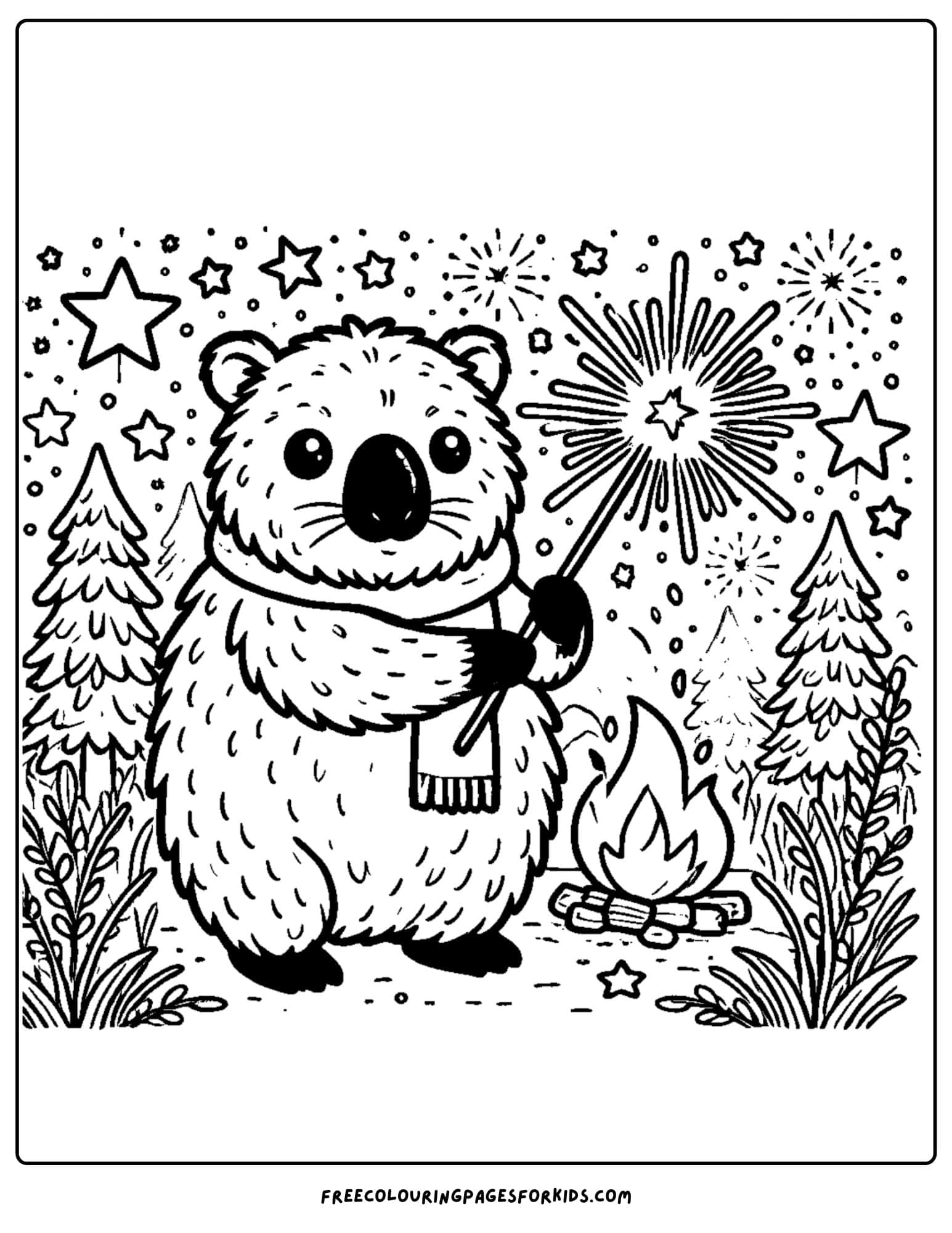 australia day wombat coloring page