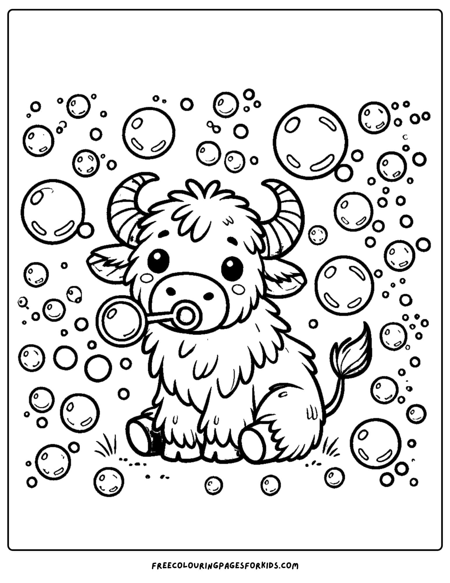 buffalo blowing bubbles coloring page