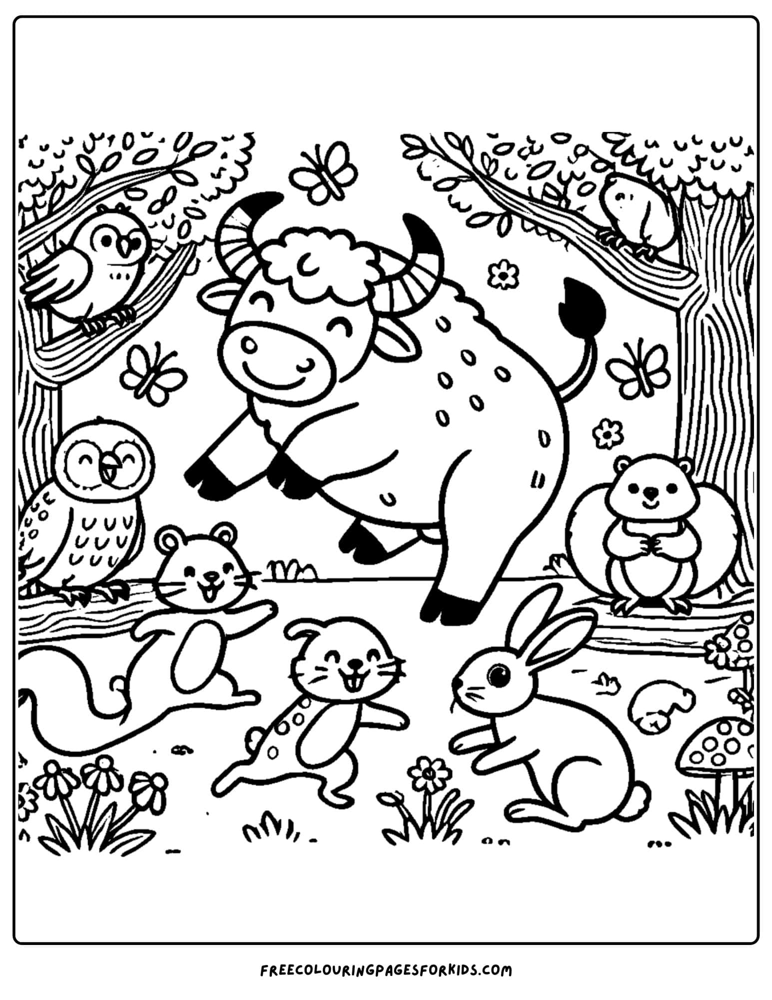 buffalo dancing in the forest coloring page