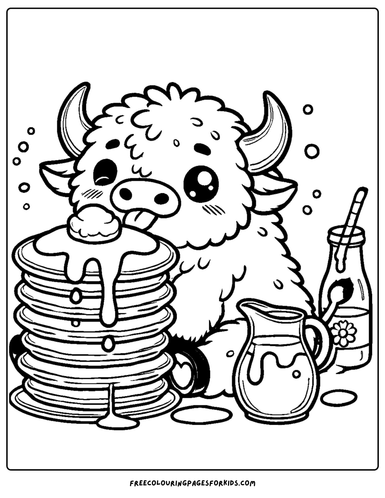 buffalo eating pancakes coloring page