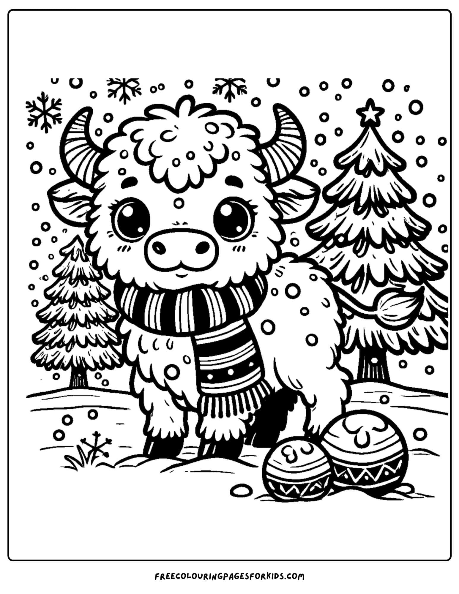 buffalo in the snow coloring page