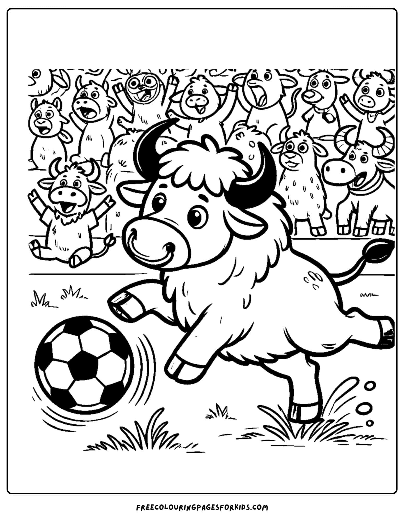 buffalo playing soccer coloring page