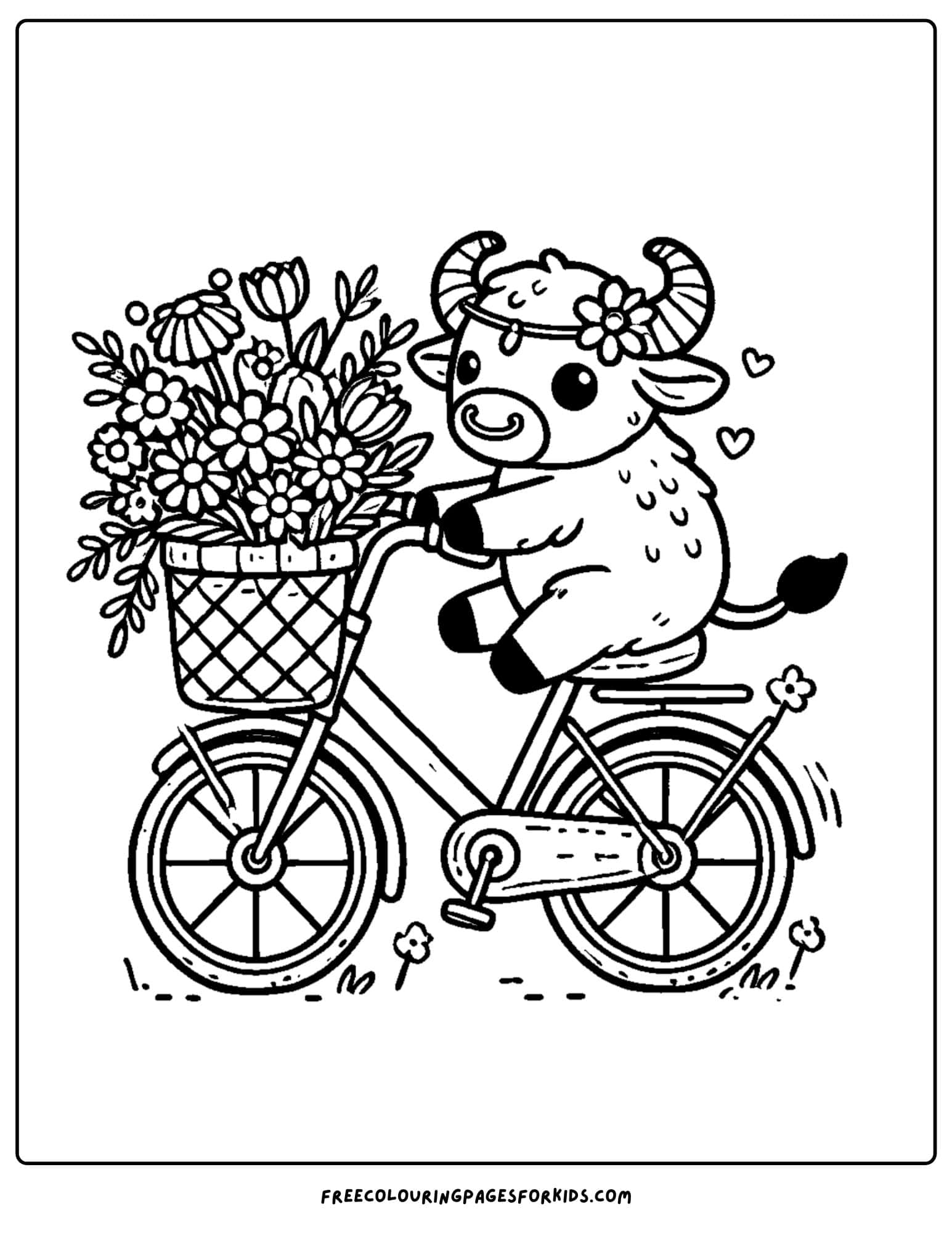 buffalo riding a bike coloring page