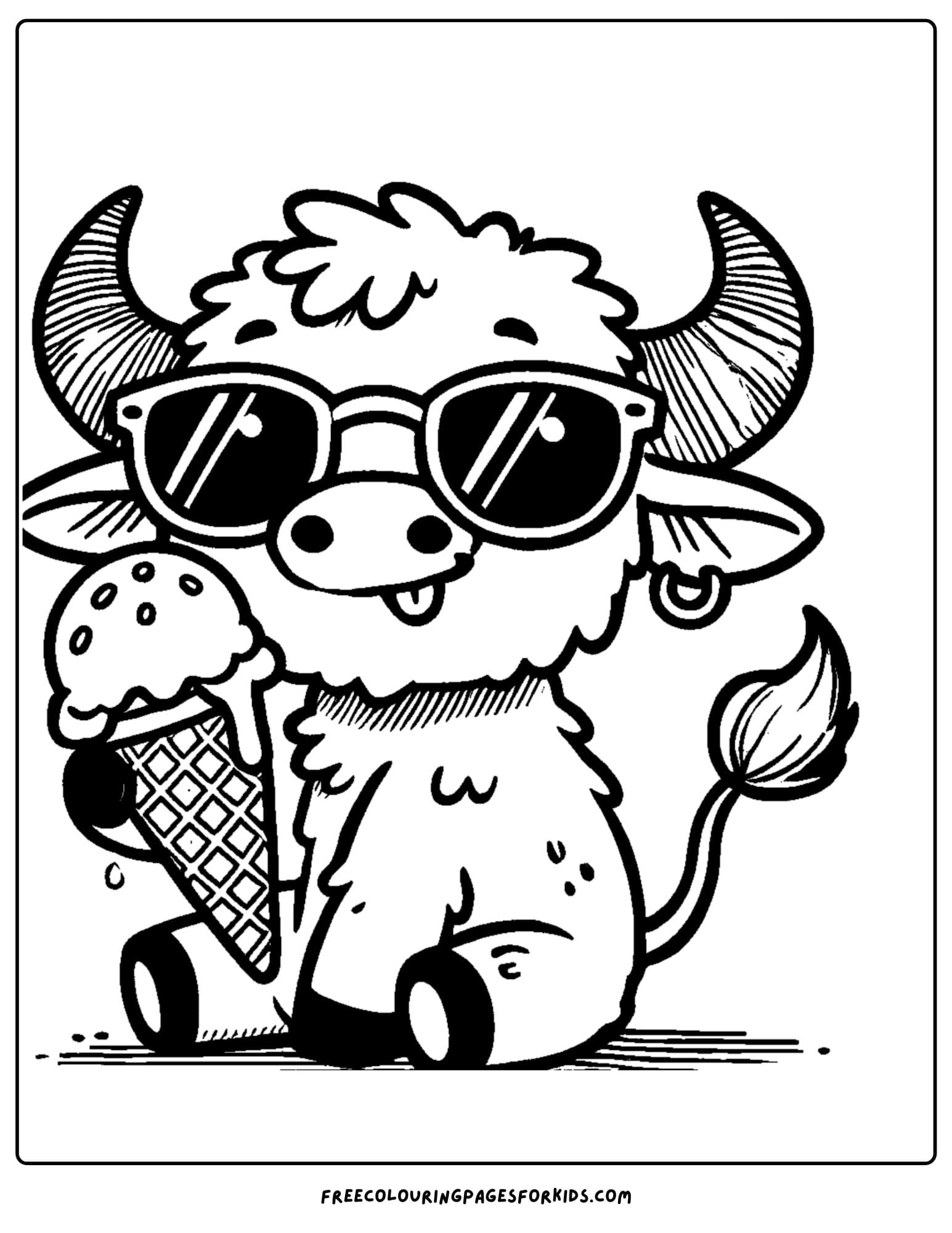 buffalo eating an ice cream coloring page