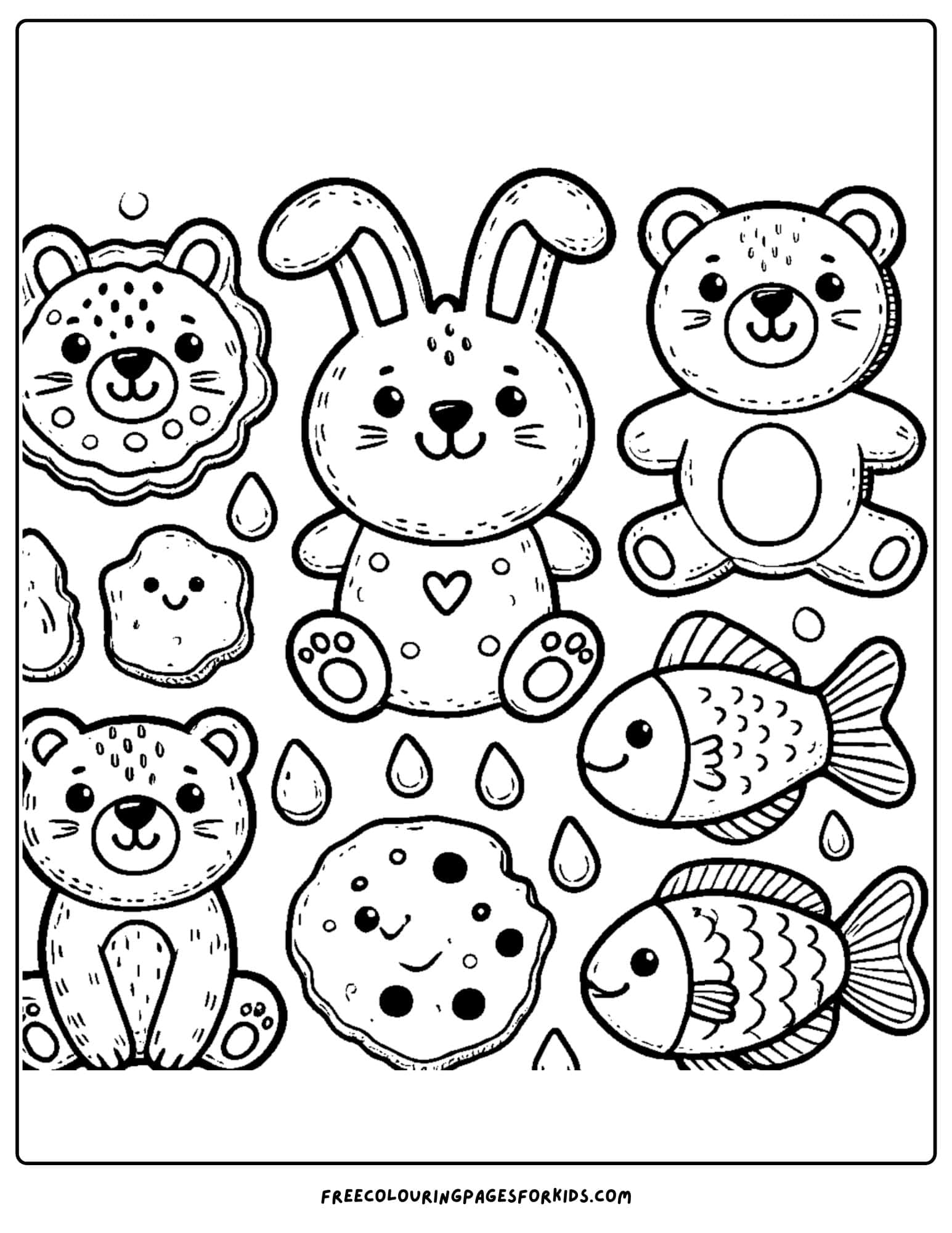 cookies shaped like animals coloring page