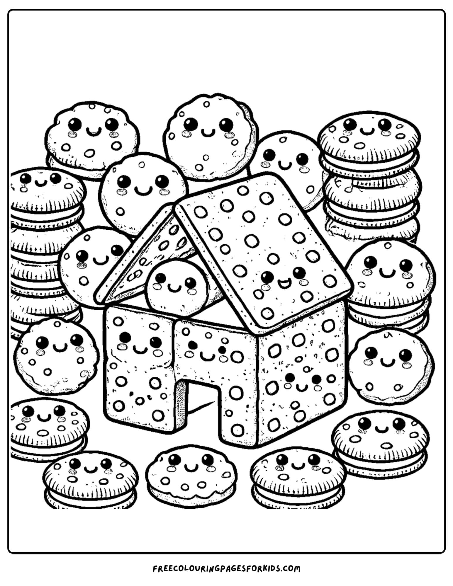 cookies building a house coloring page