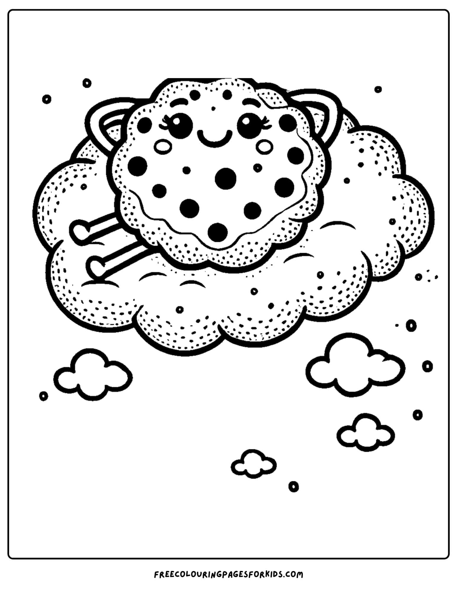 cookies reseting on a cloud in the sky coloring page