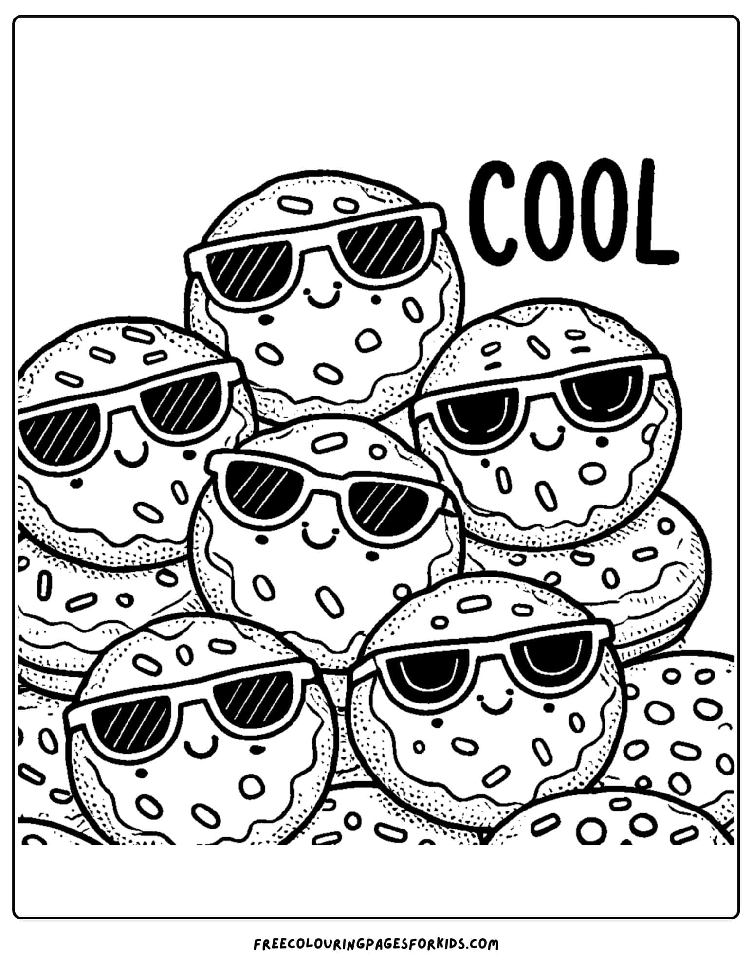 cookies wearing sunglasses coloring page