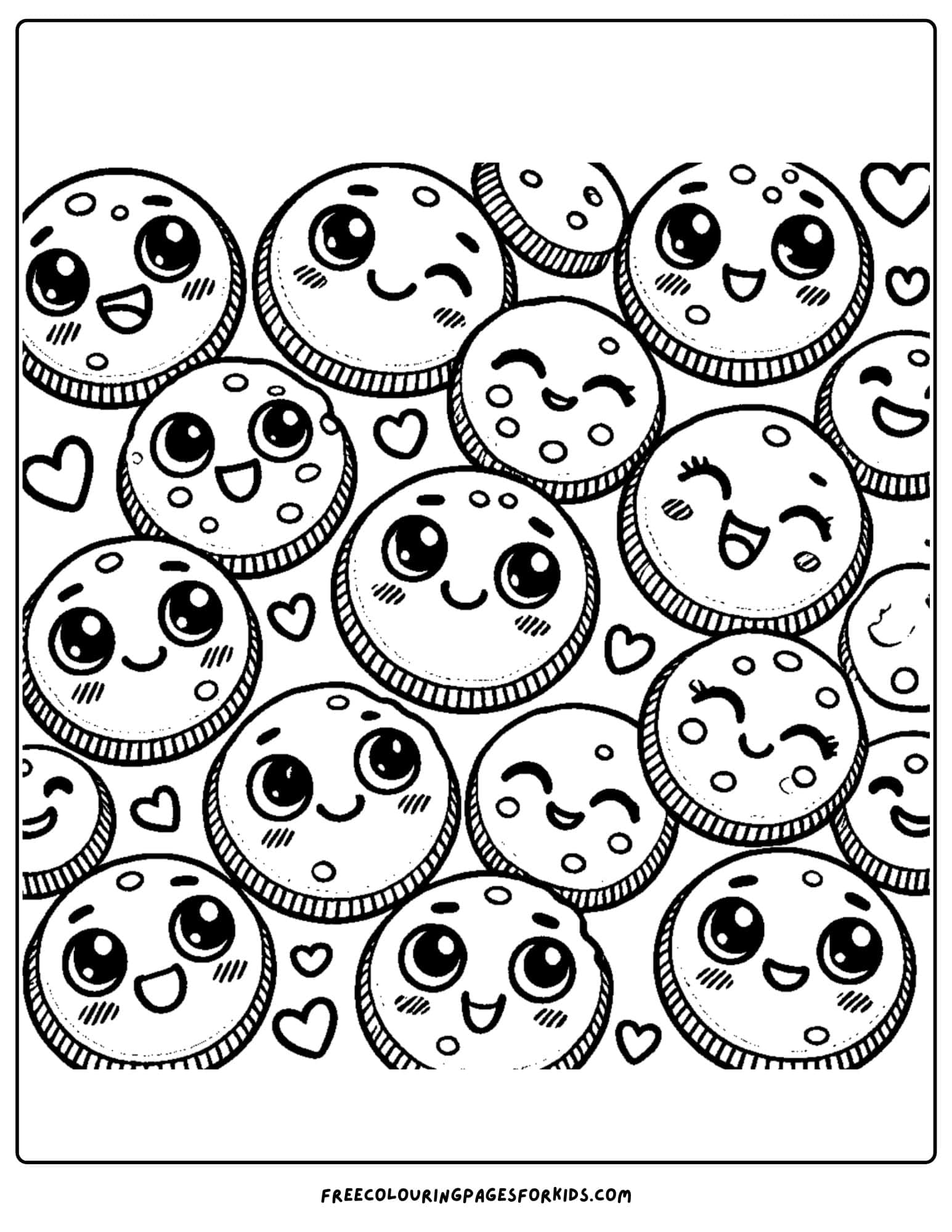 cookies making faces coloring page