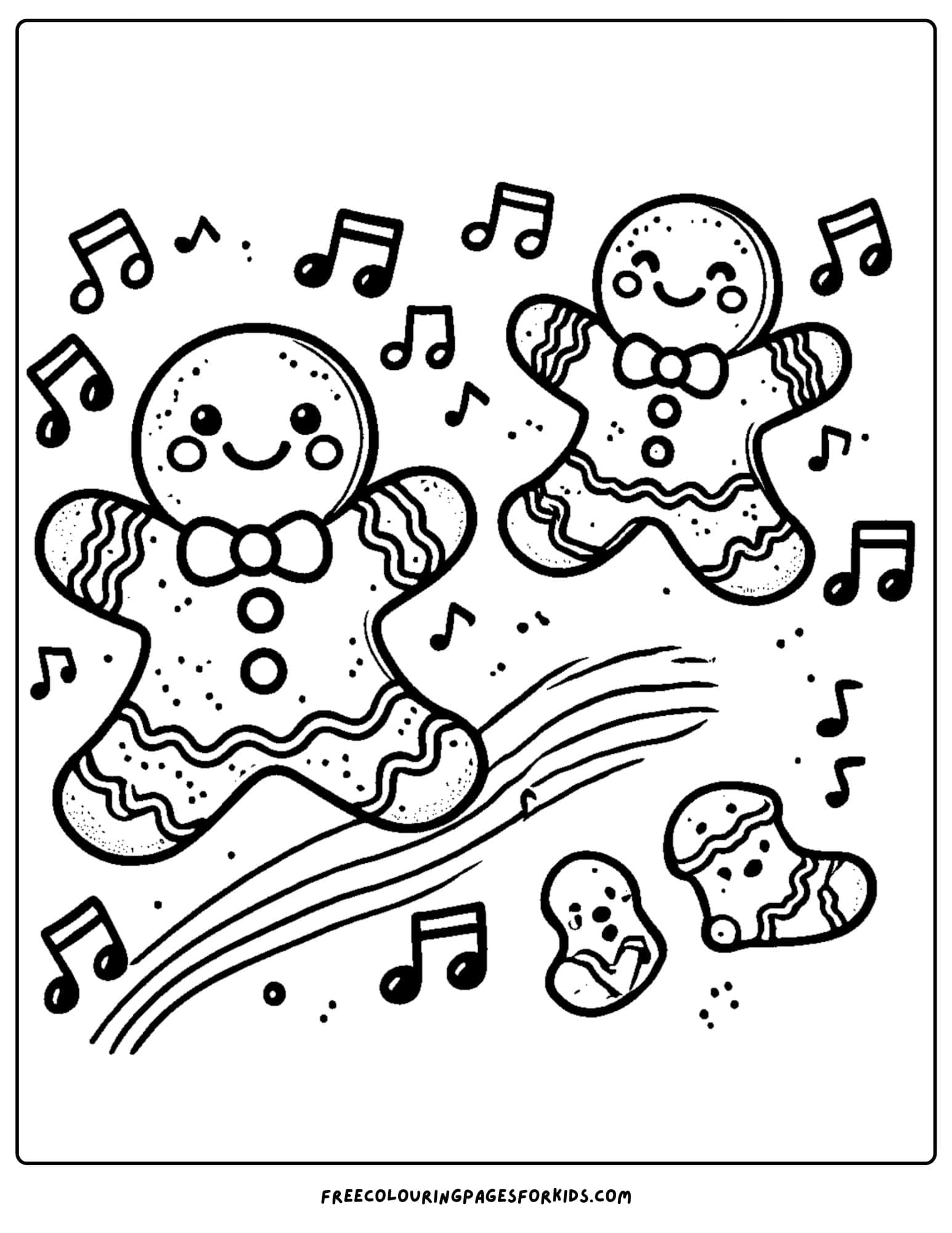 cookie gingerbreads dancing coloring page