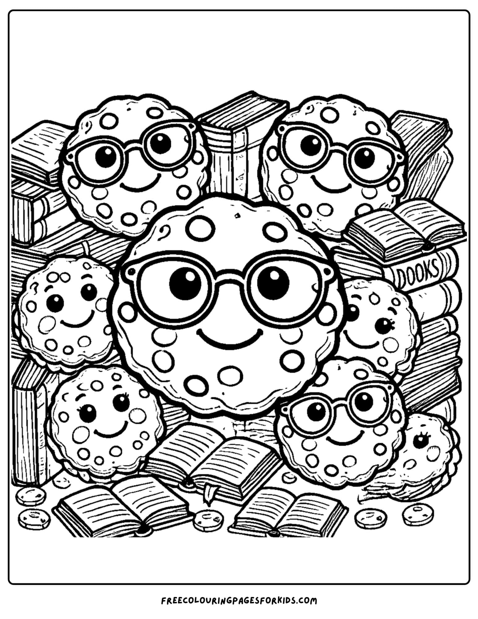 cookies reading books coloring page