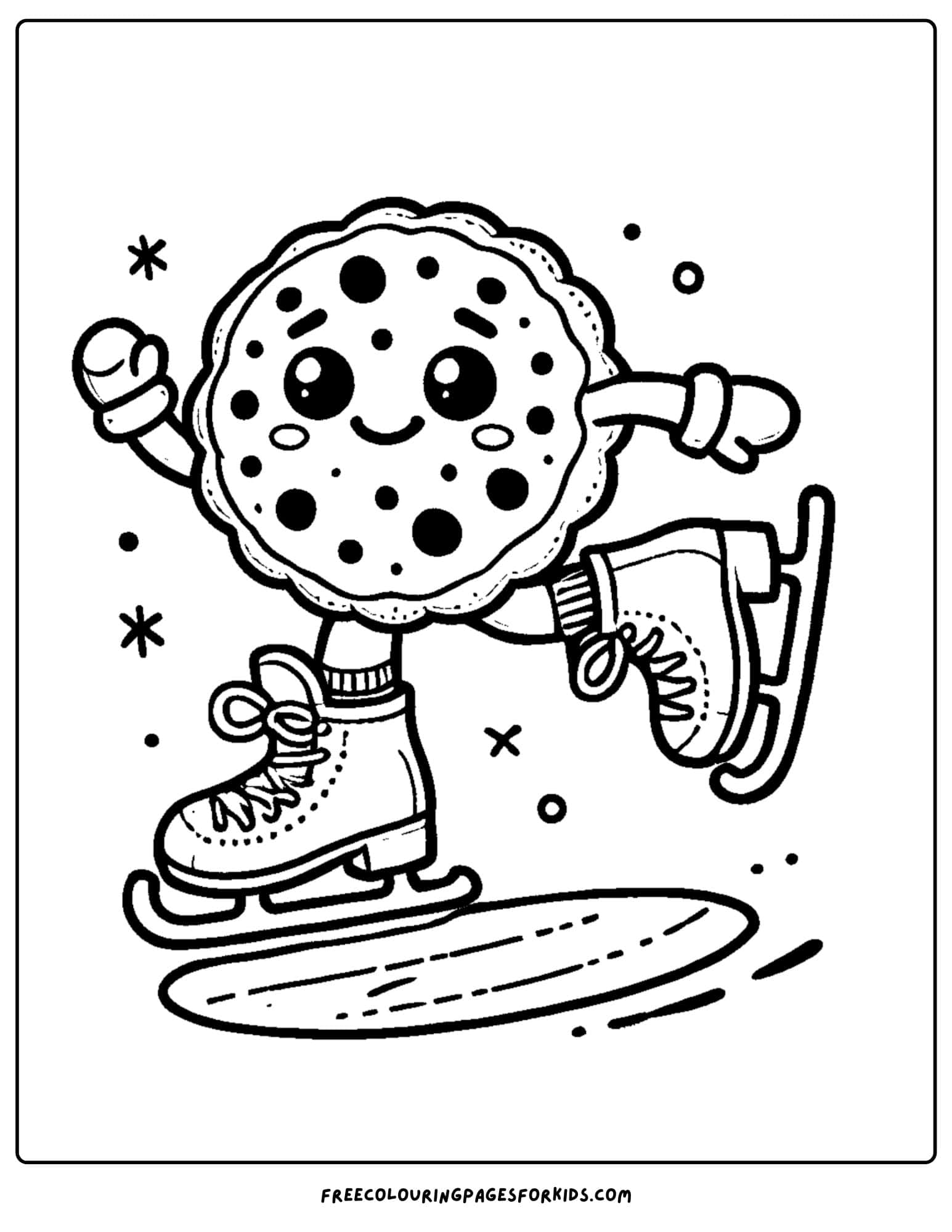 cookie ice skating coloring page