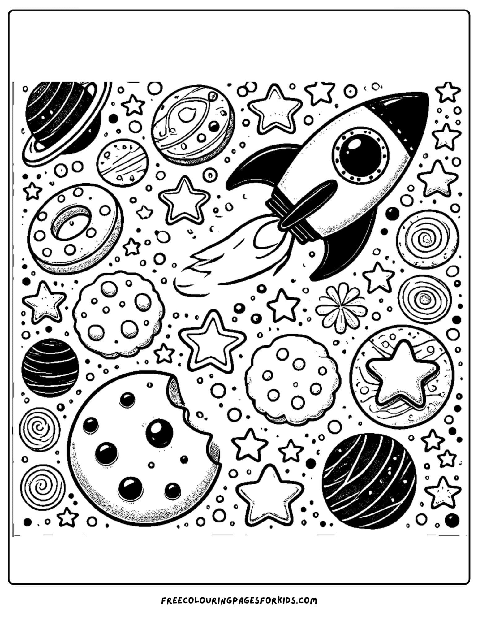 cookies in space coloring page