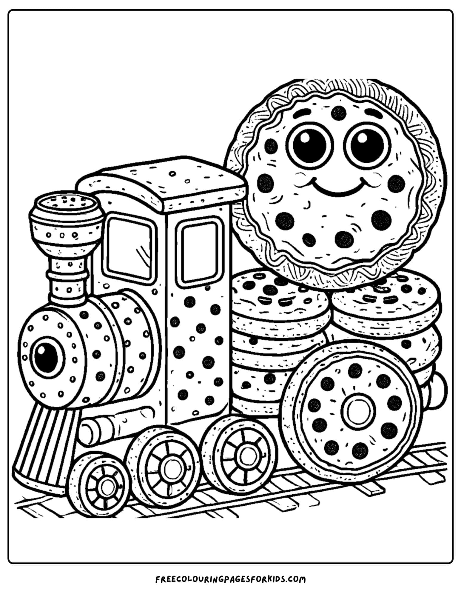 a train made out of cookies coloring page