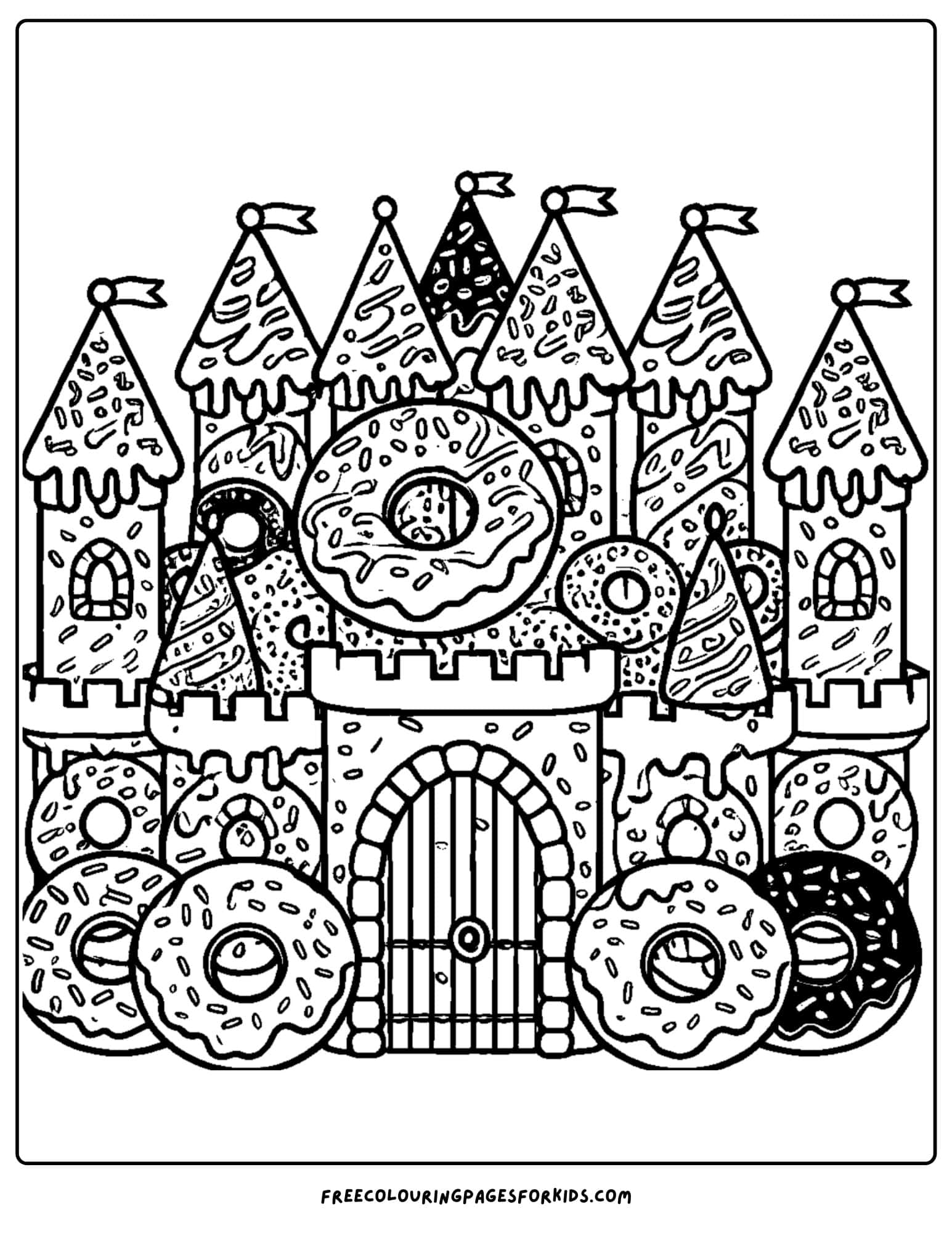 donut castle coloring page