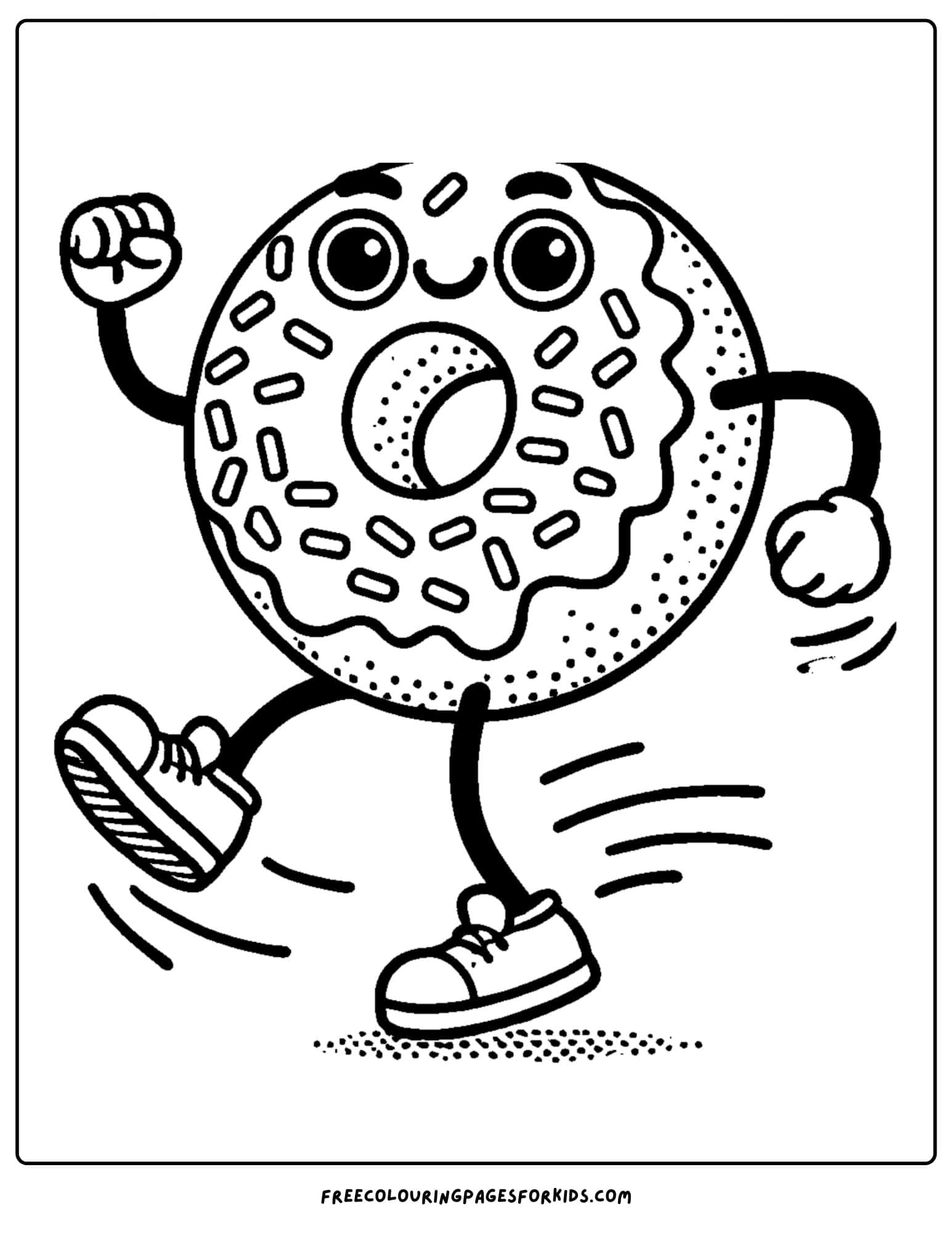 donut dancing coloring page