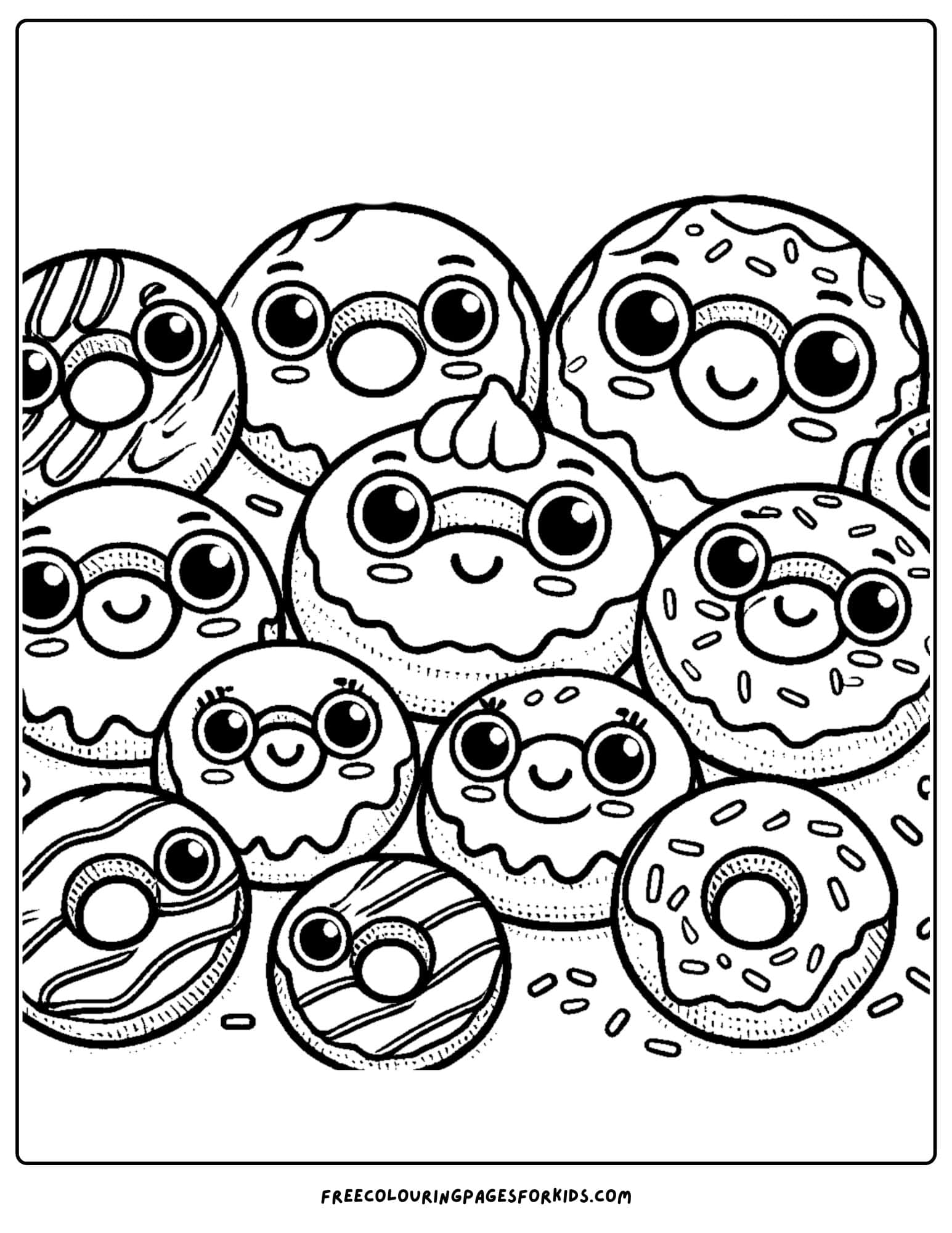 donuts of all sizes coloring page