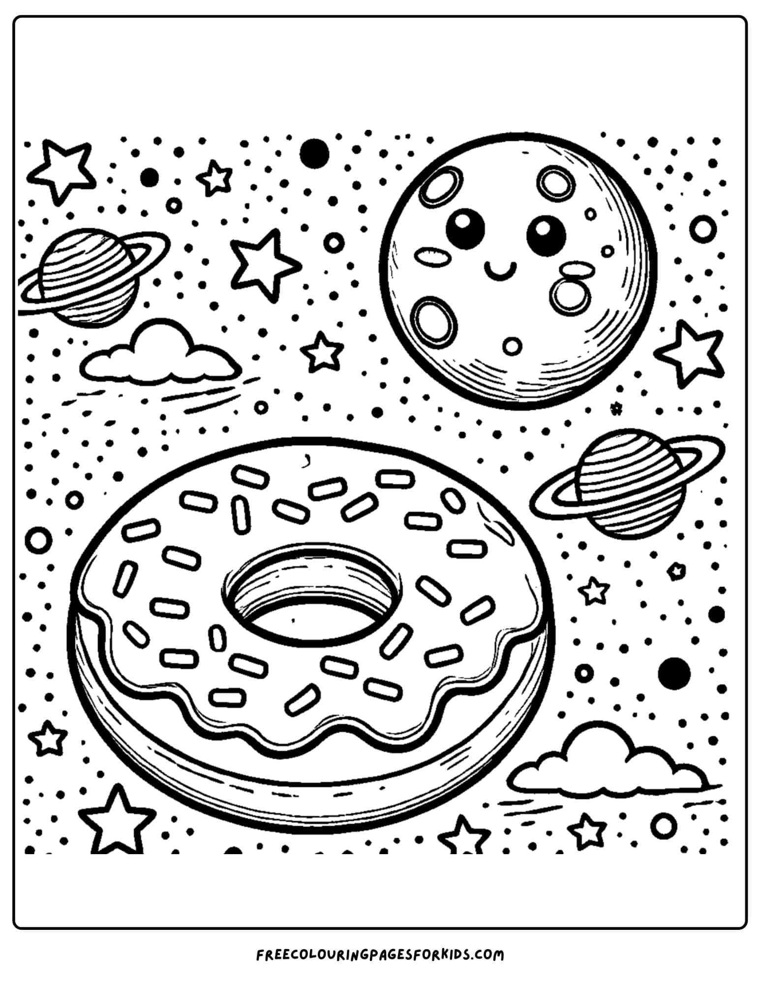 donut floating in space coloring page