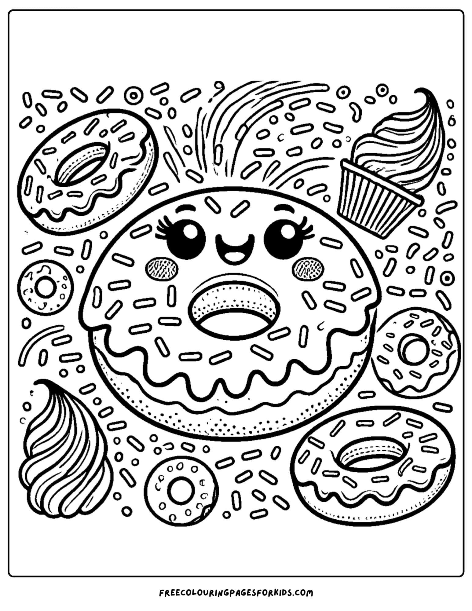 donuts and sprinkles coloring page