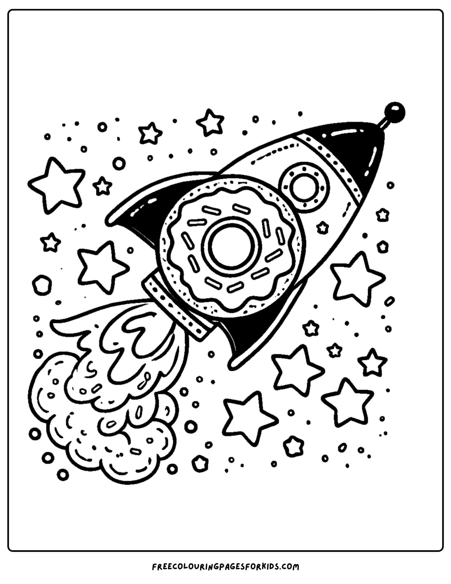 donut rocket coloring page