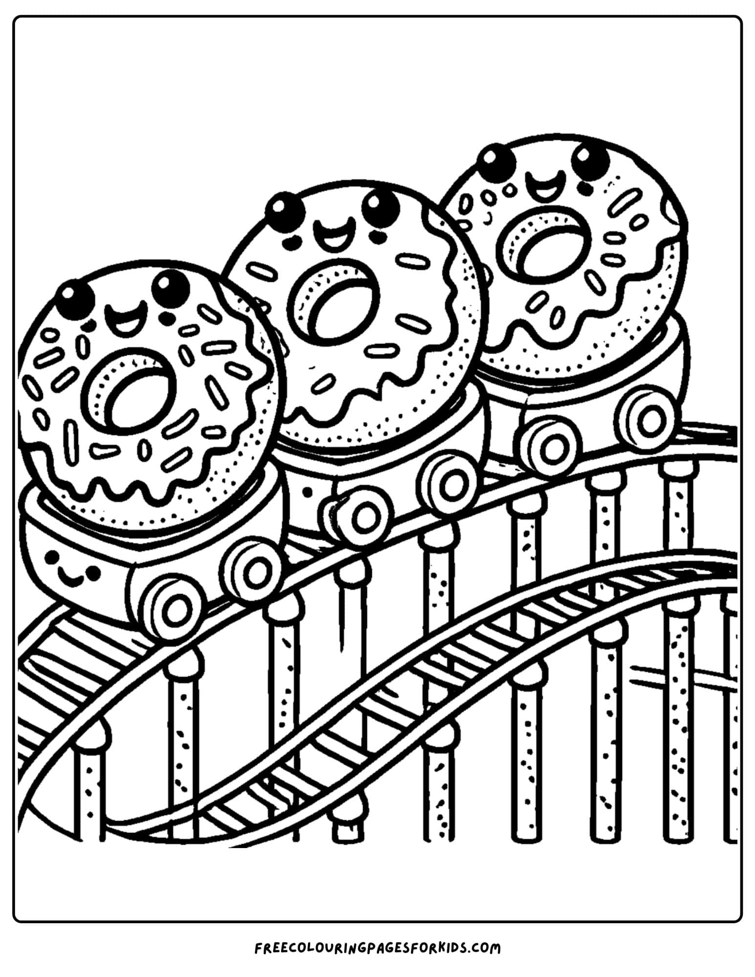 donut rollercoaster coloring page