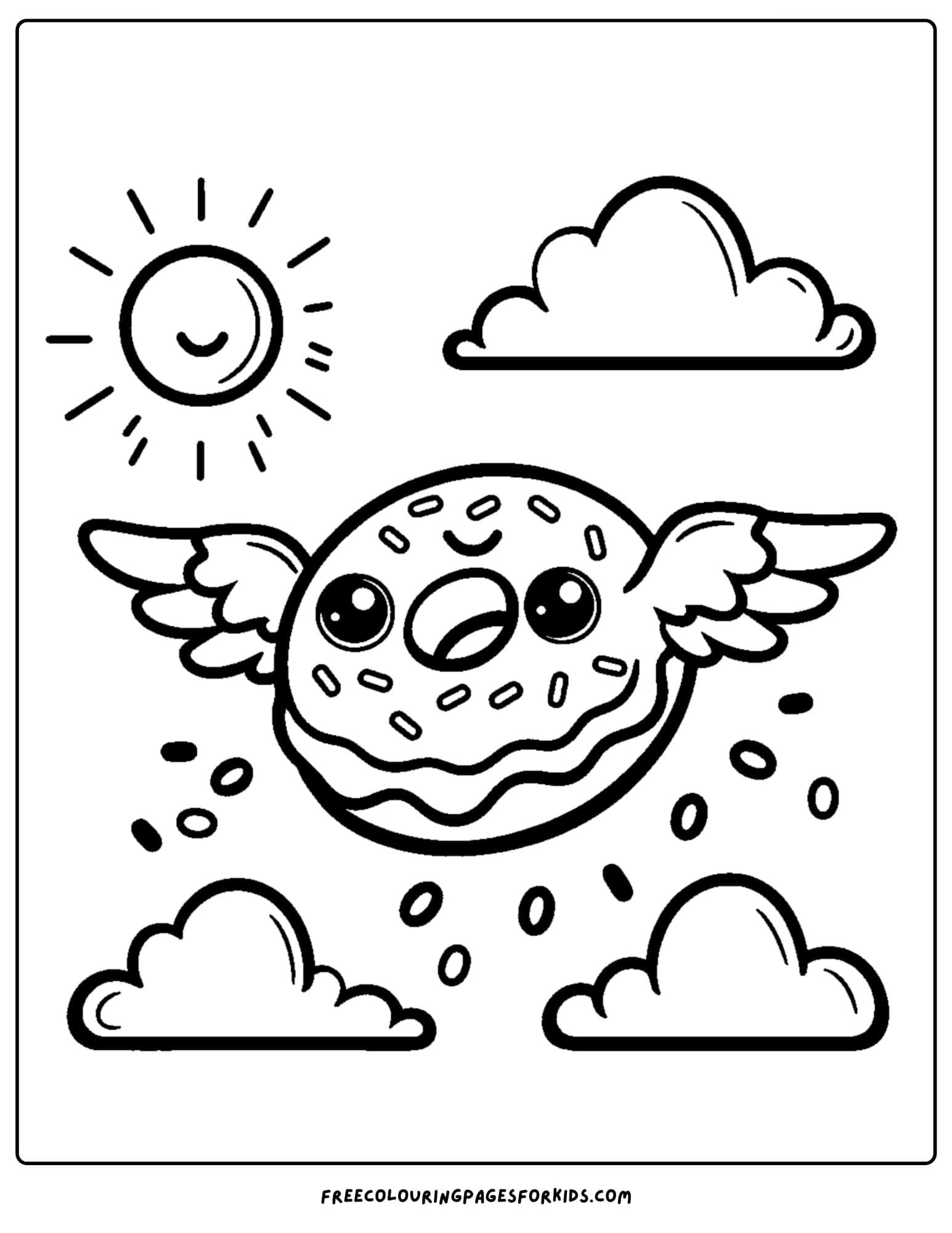 donut with wings coloring page