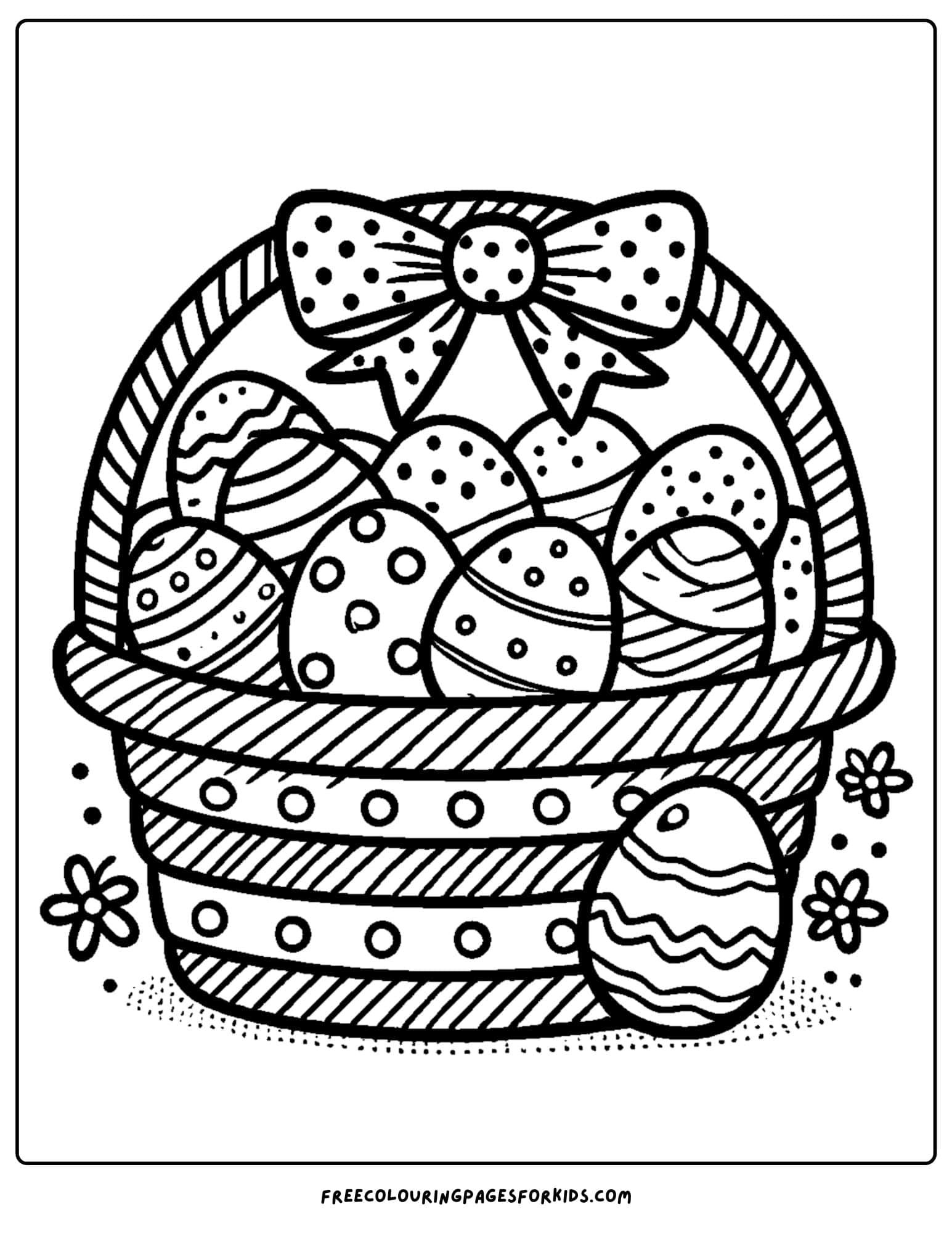 easter basket full of easter eggs coloring page