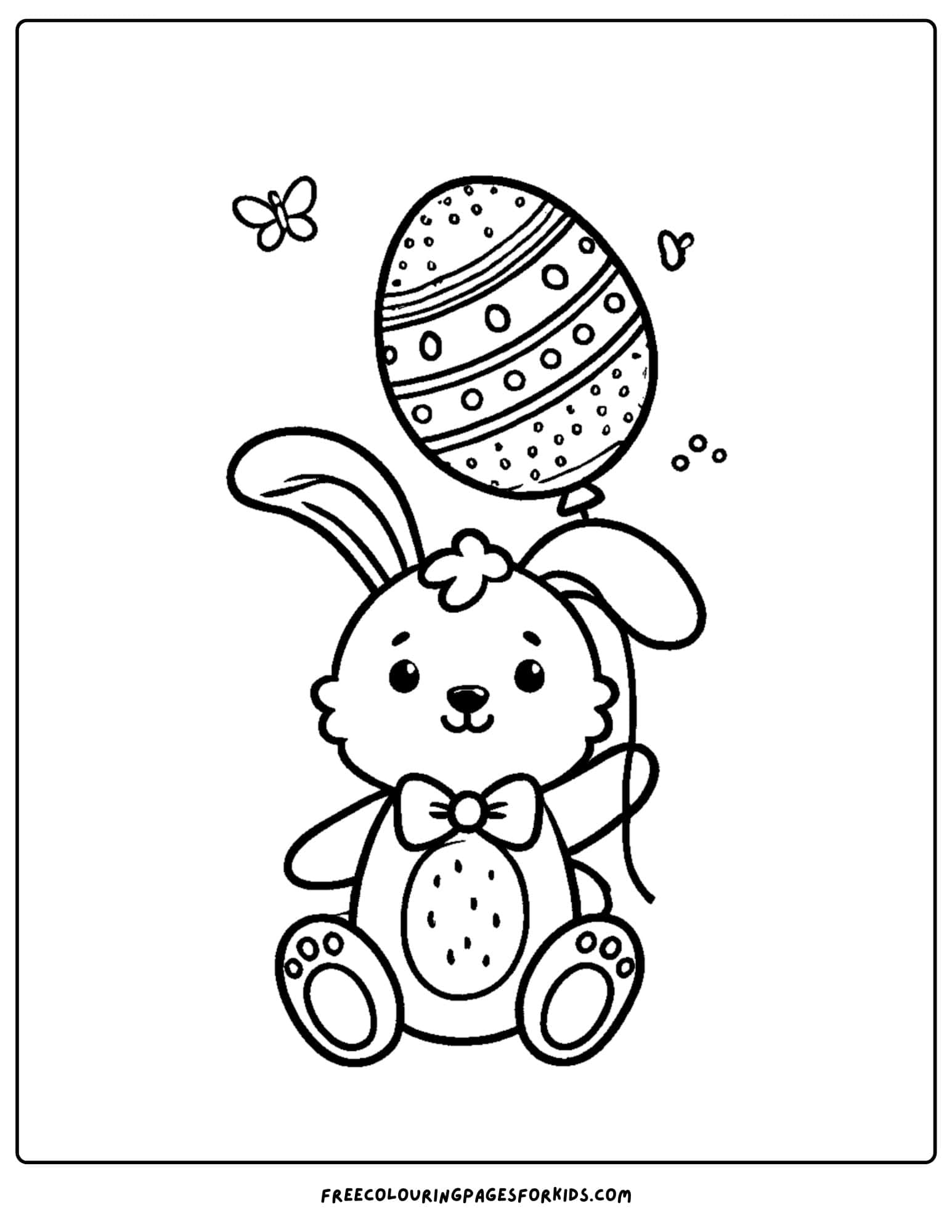 easter bunny holding an egg balloon coloring page