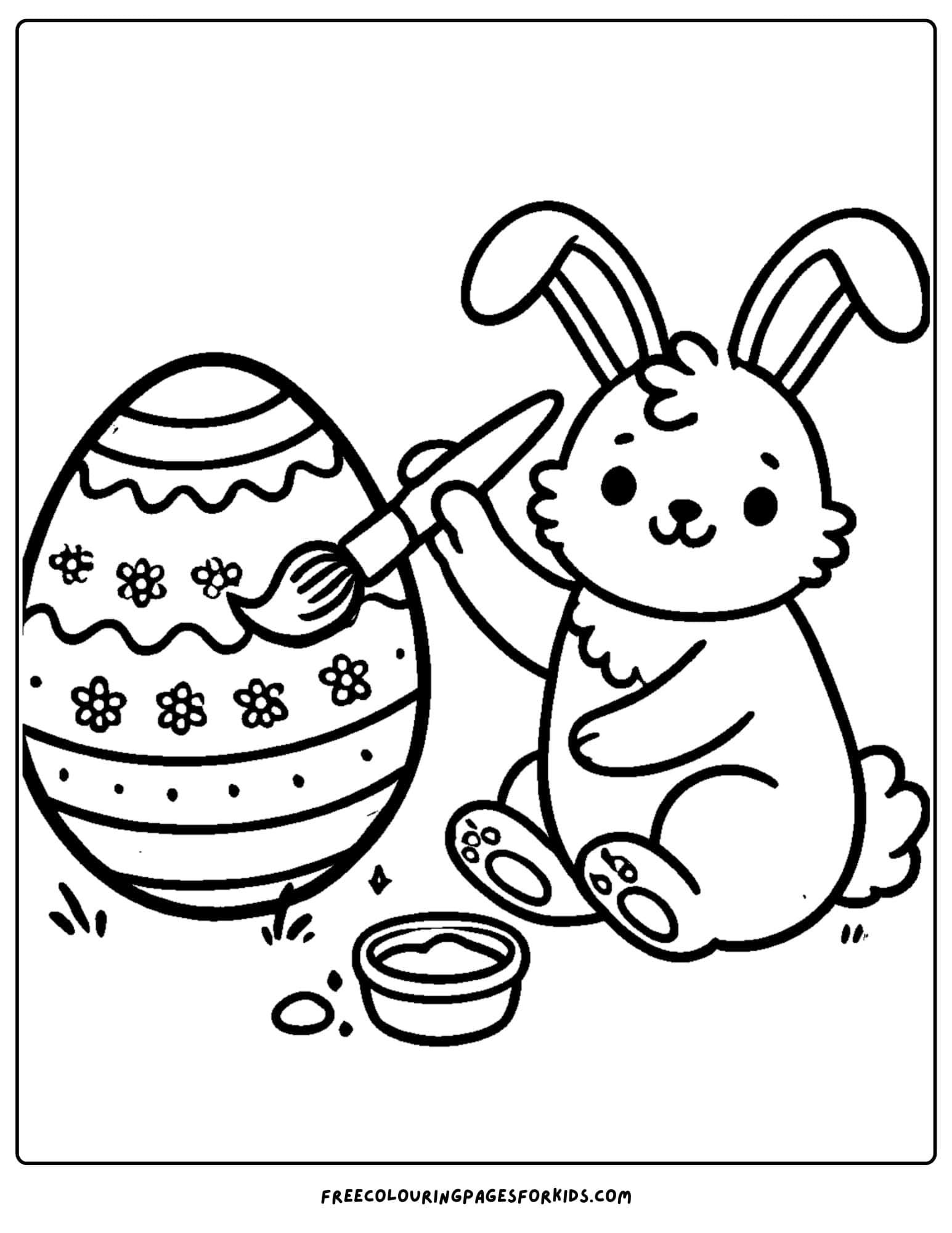 easter bunny painting eggs coloring page