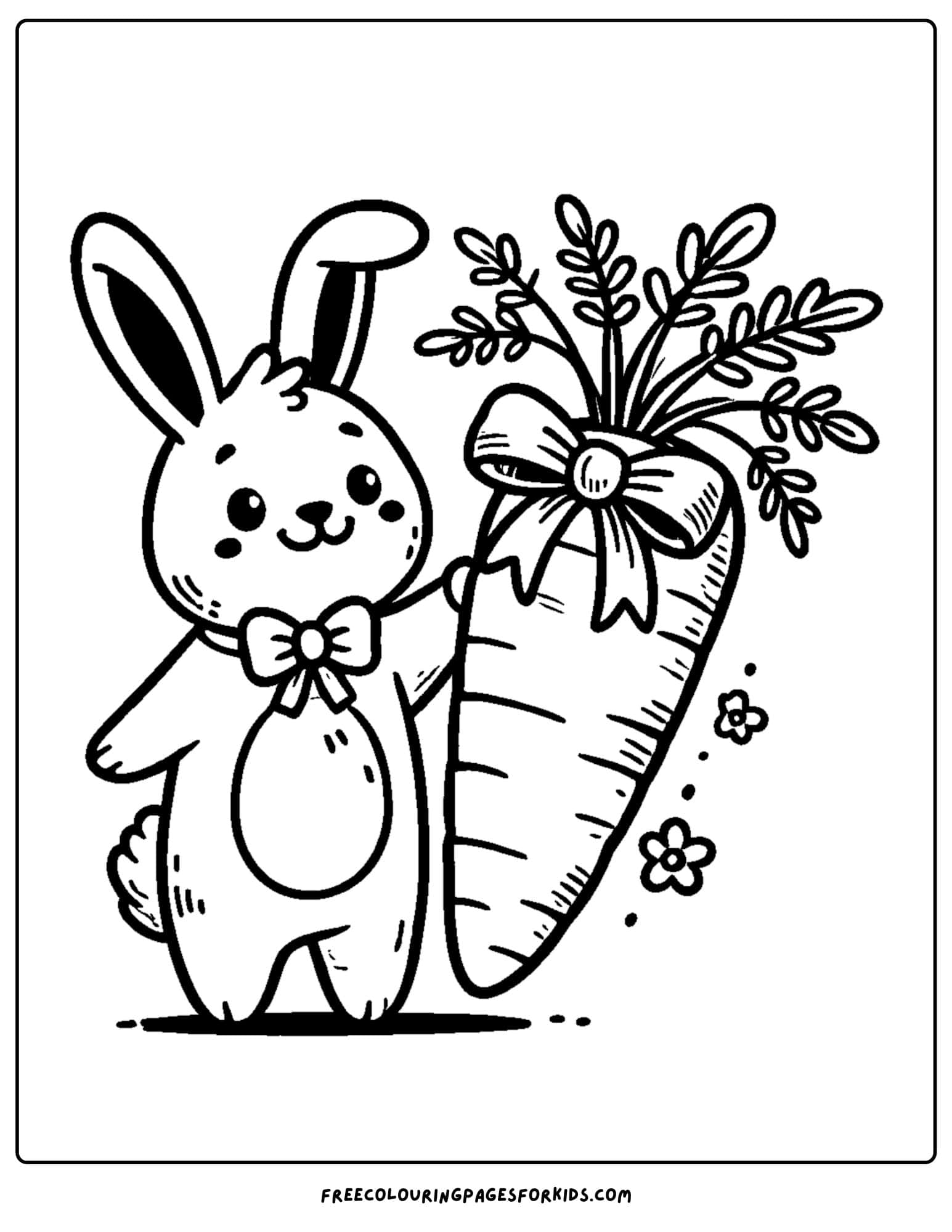 easter bunny with a carrot coloring page