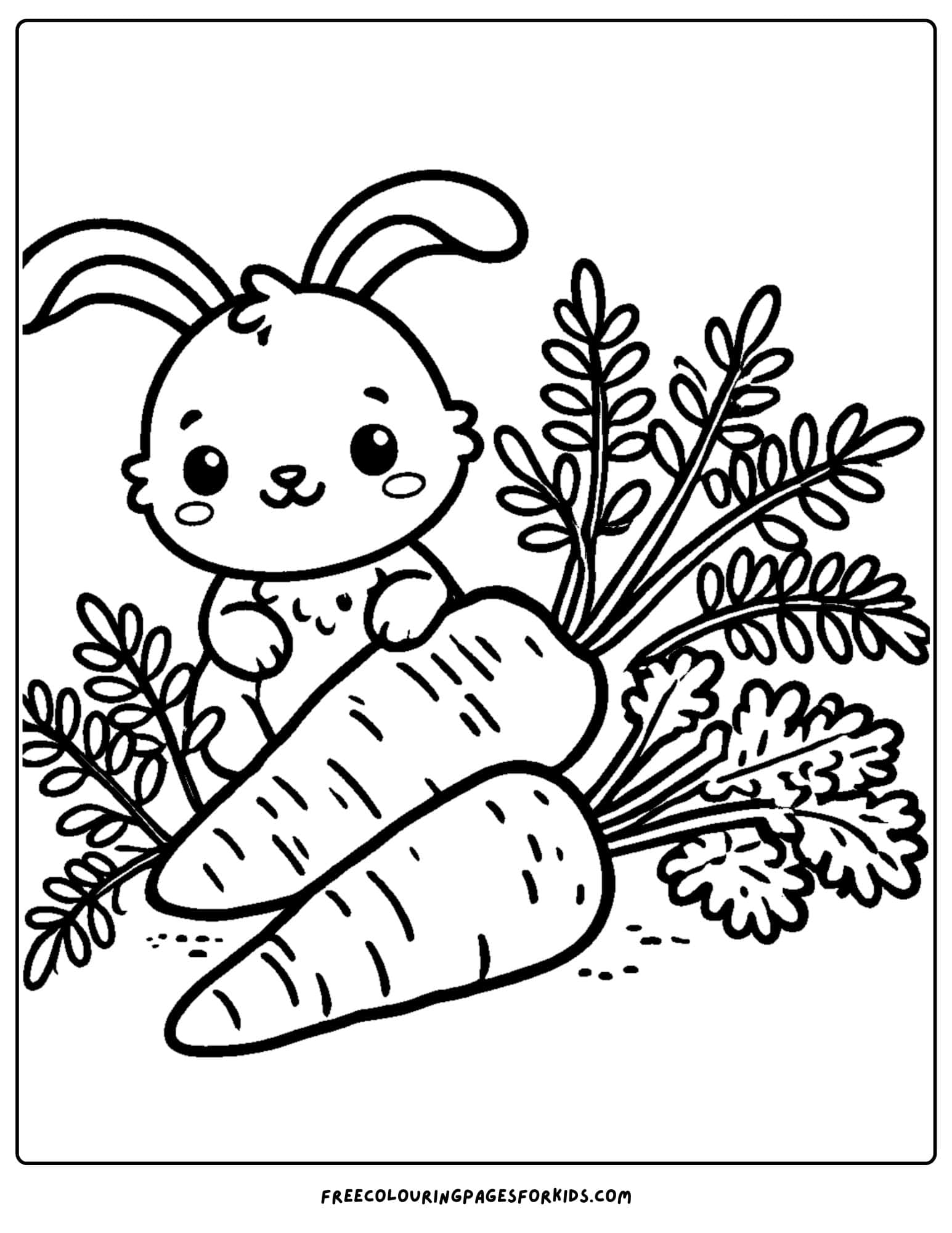 easter bunny in a carrot patch coloring page