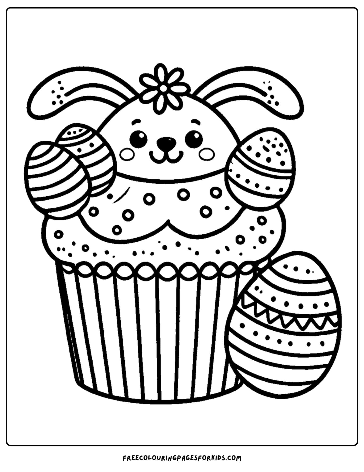 easter bunny cupcake coloring page