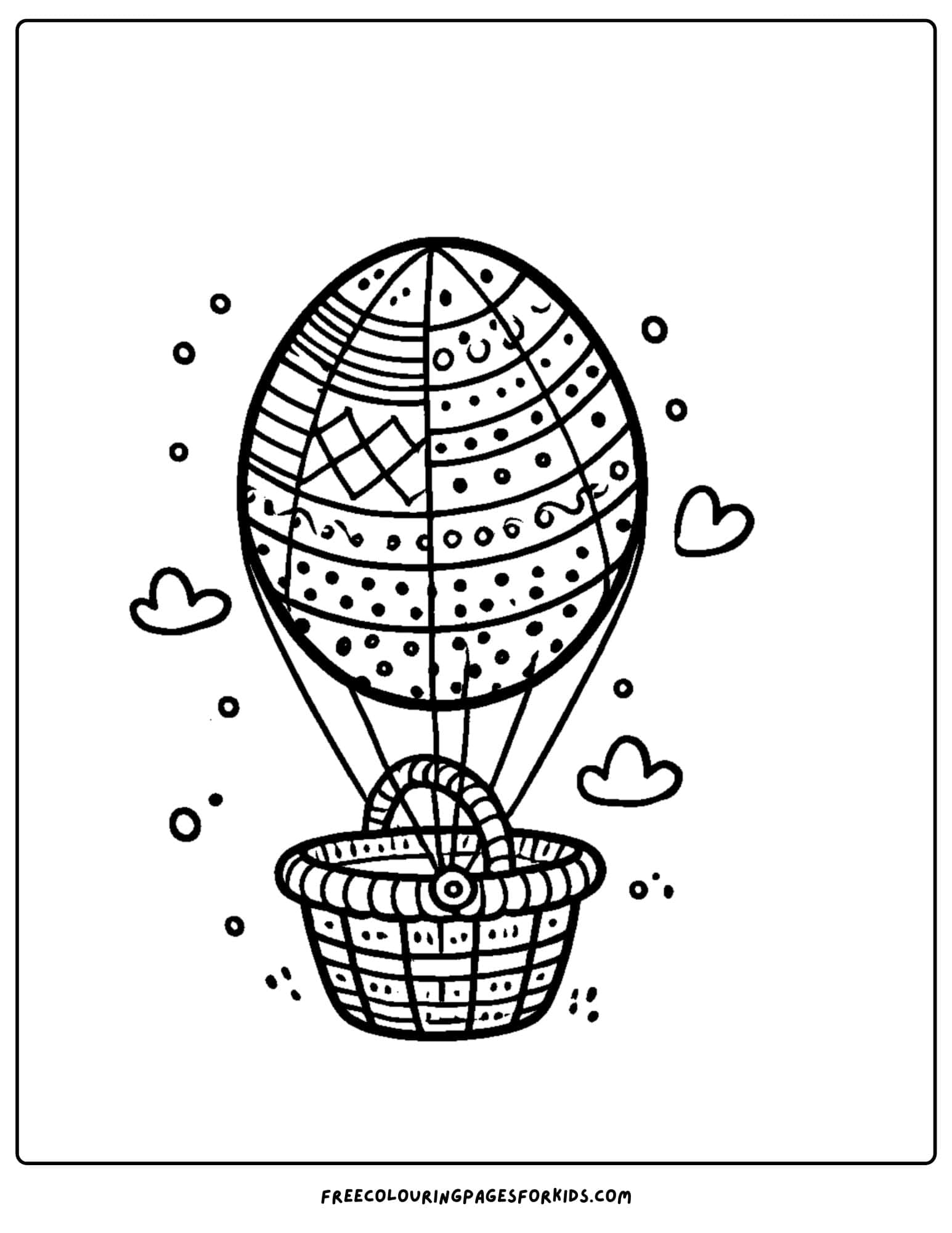 easter egg hot air balloon coloring page