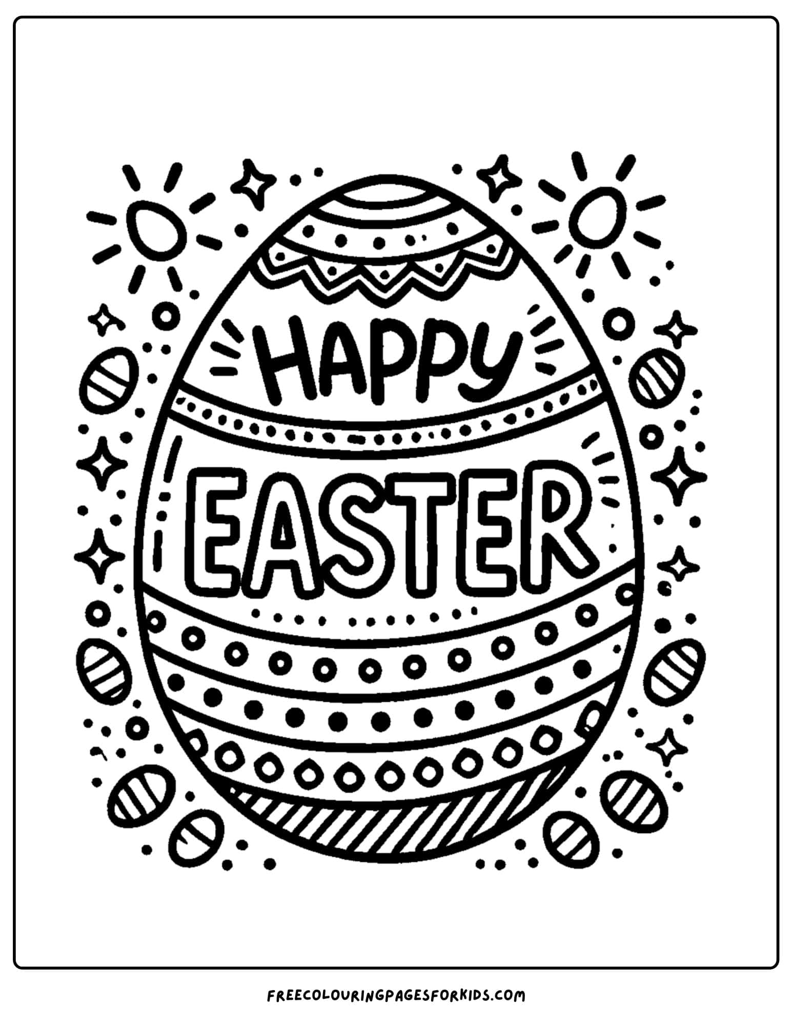 easter egg with happy easter on it coloring page