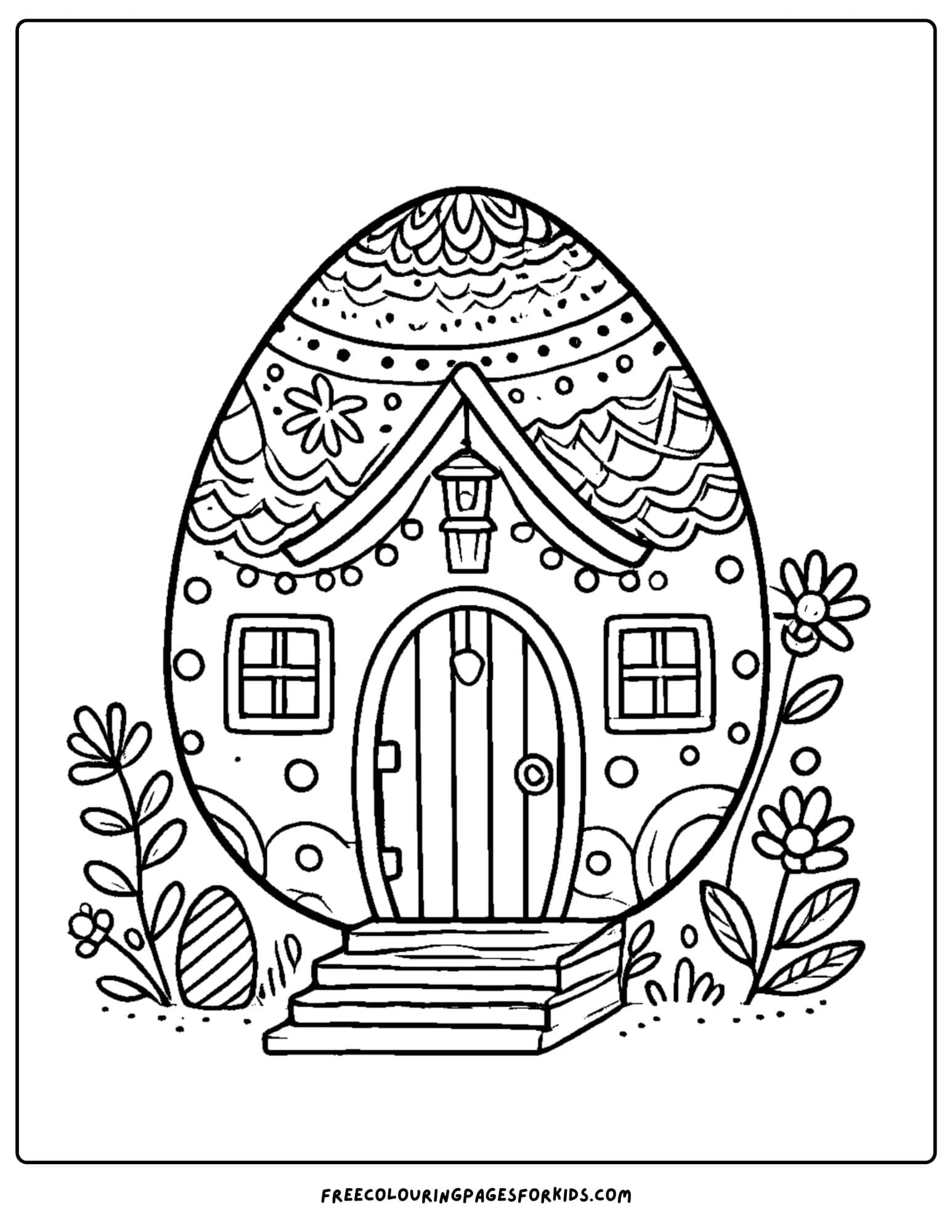 easter egg shaped house coloring page