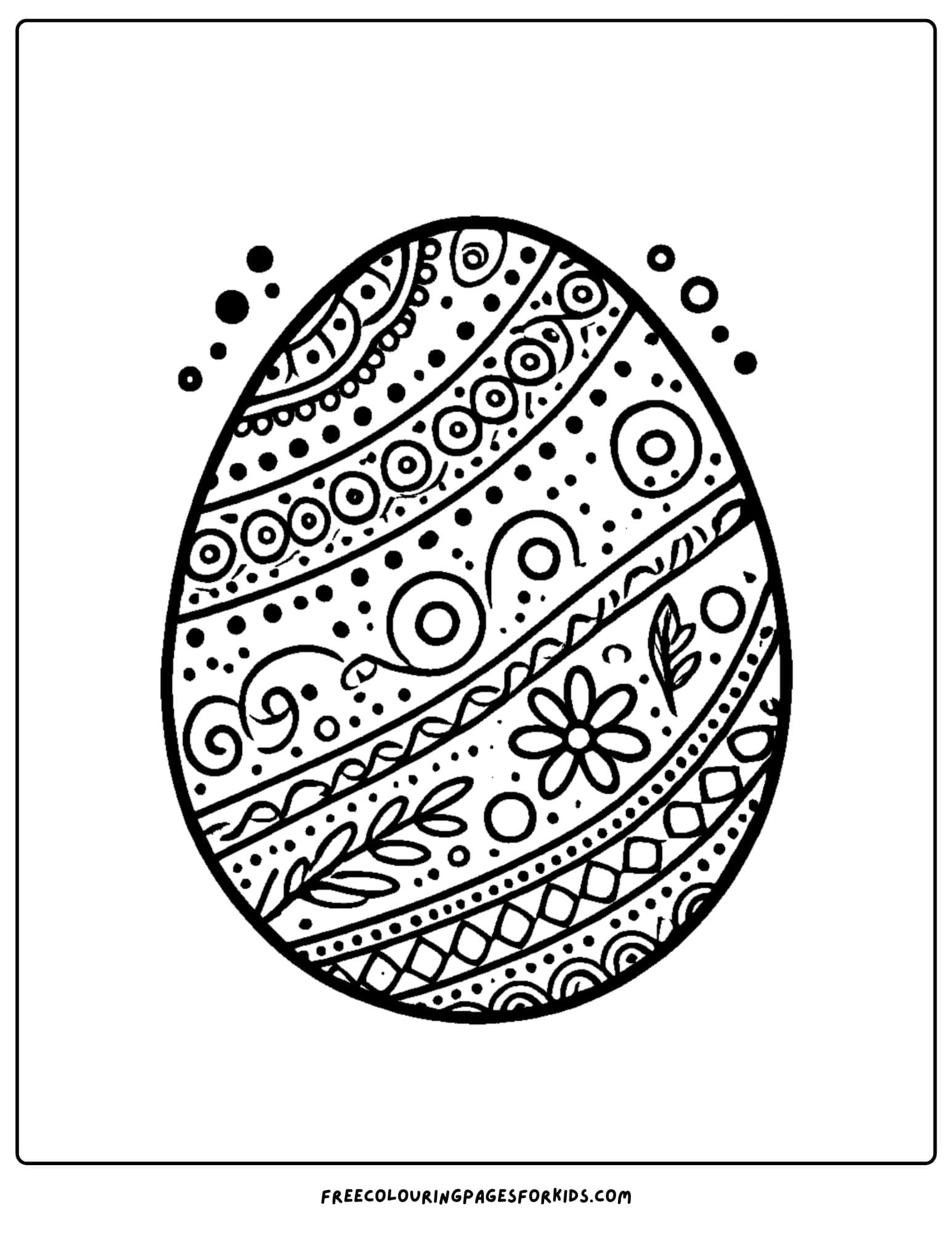 easter egg with paterns coloring page