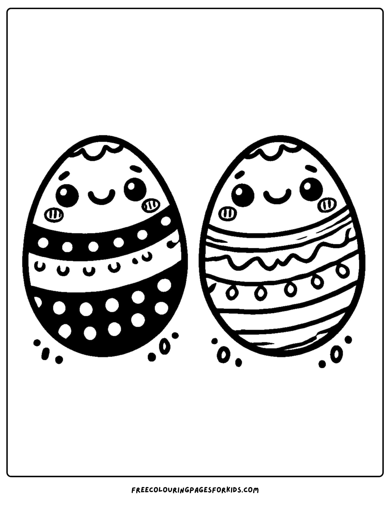 easter eggs with faces coloring page