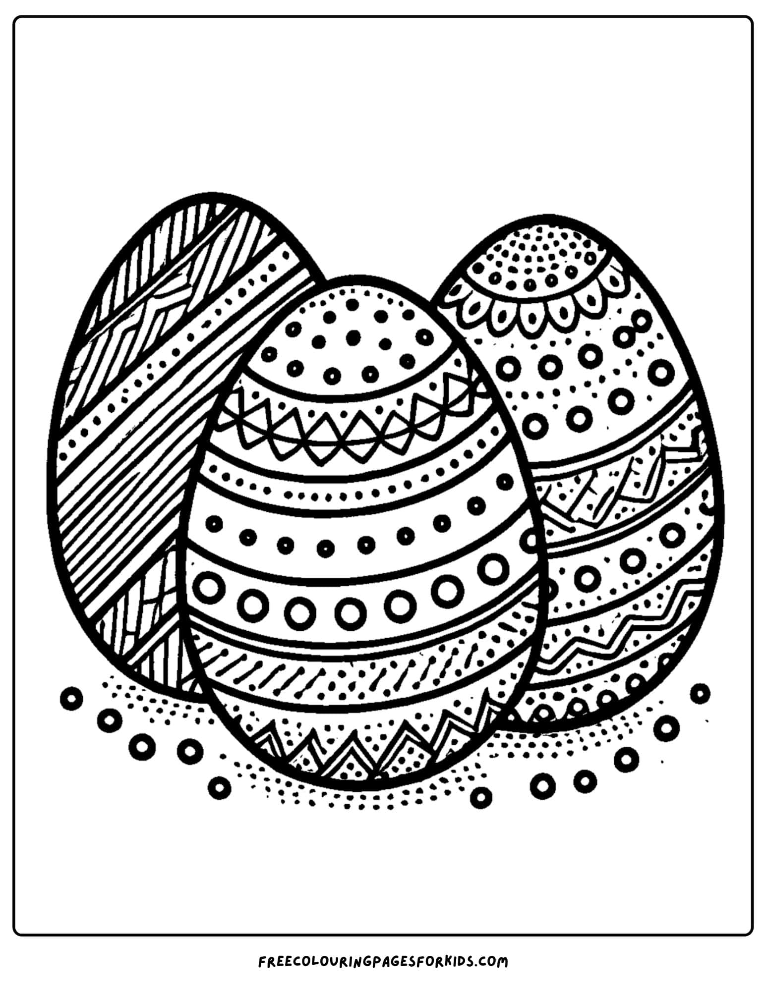 easter eggs with detailed patterns coloring page