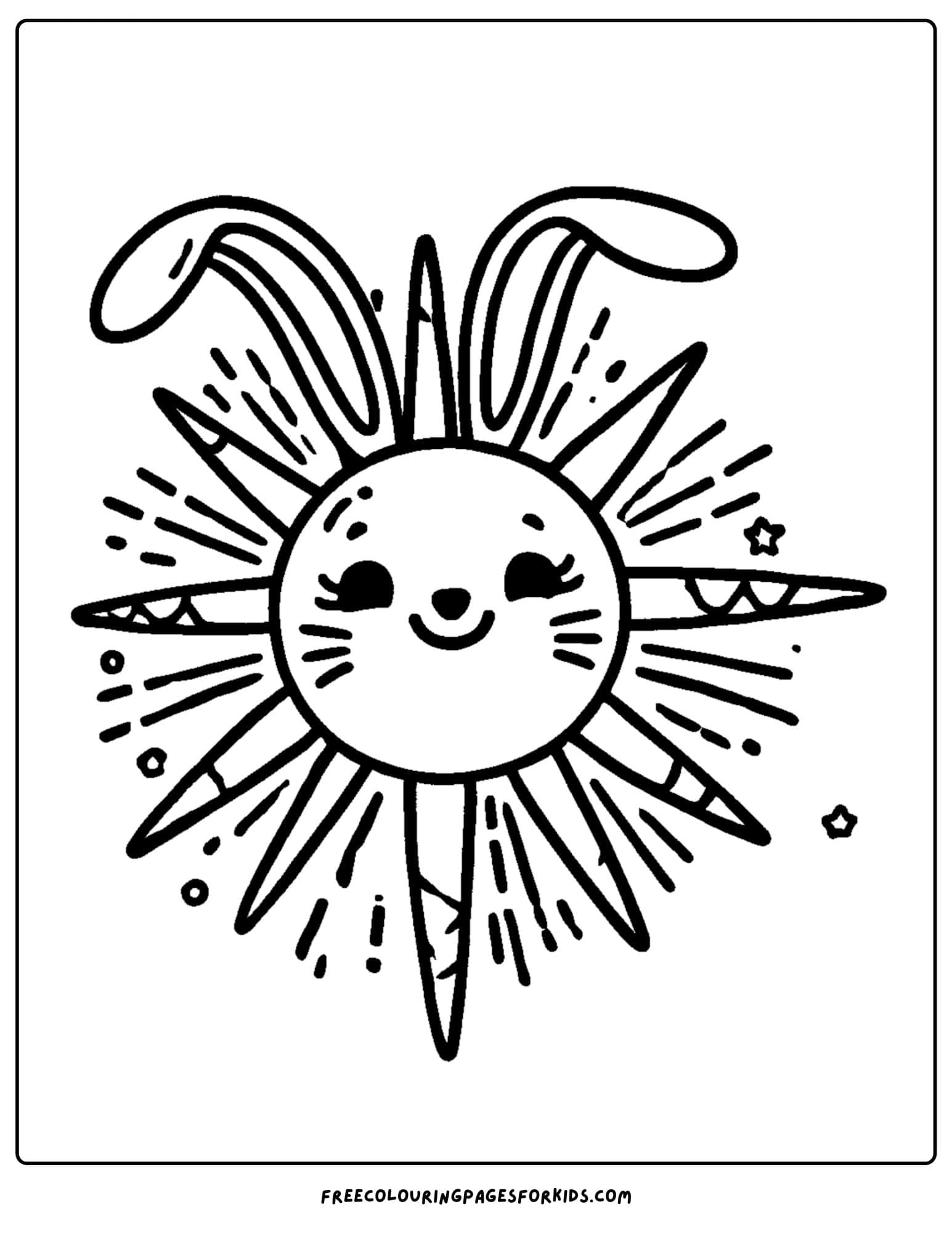 easter sun with bunny ears coloring page