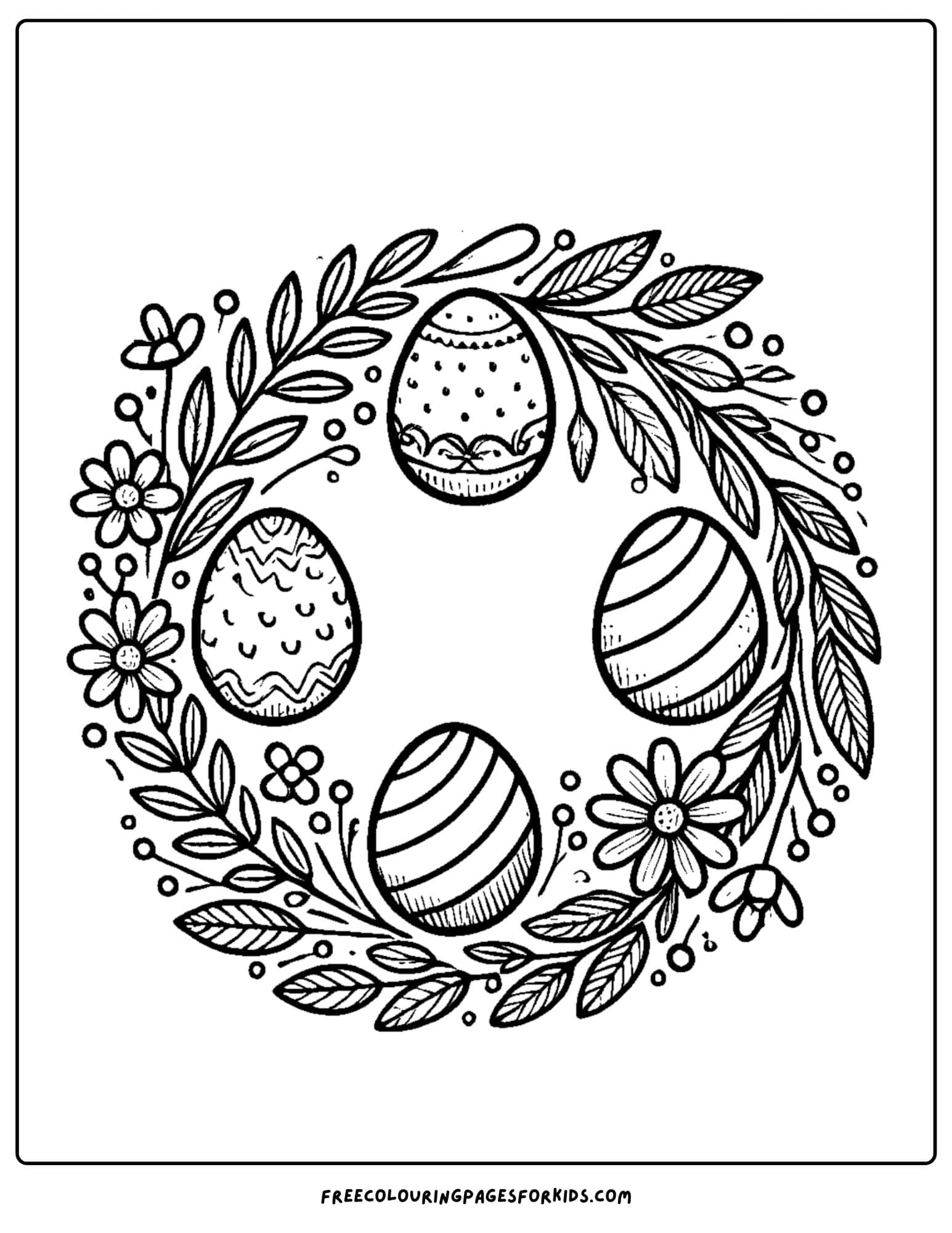 easter wreath coloring page