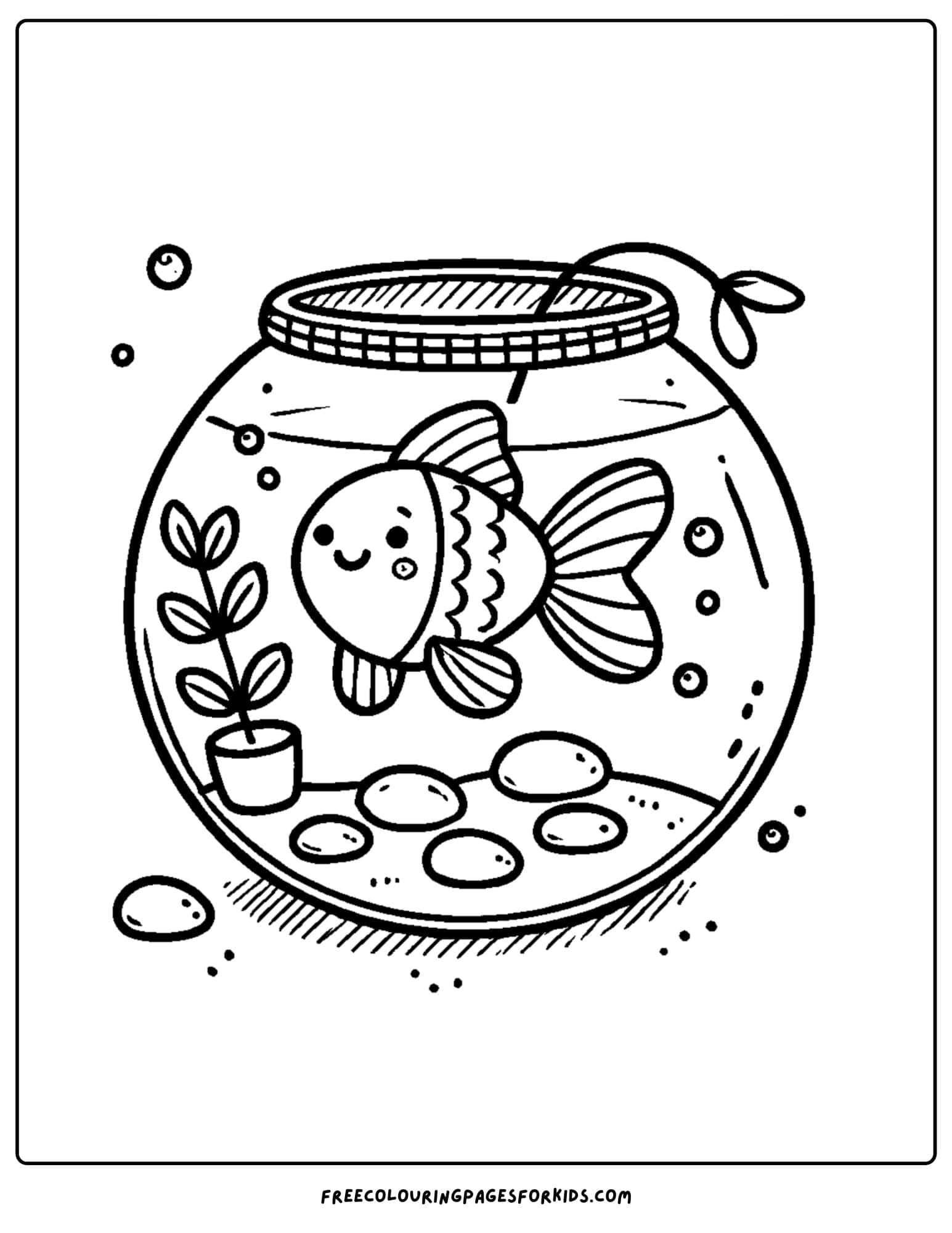 fish in a fishbowl coloring page