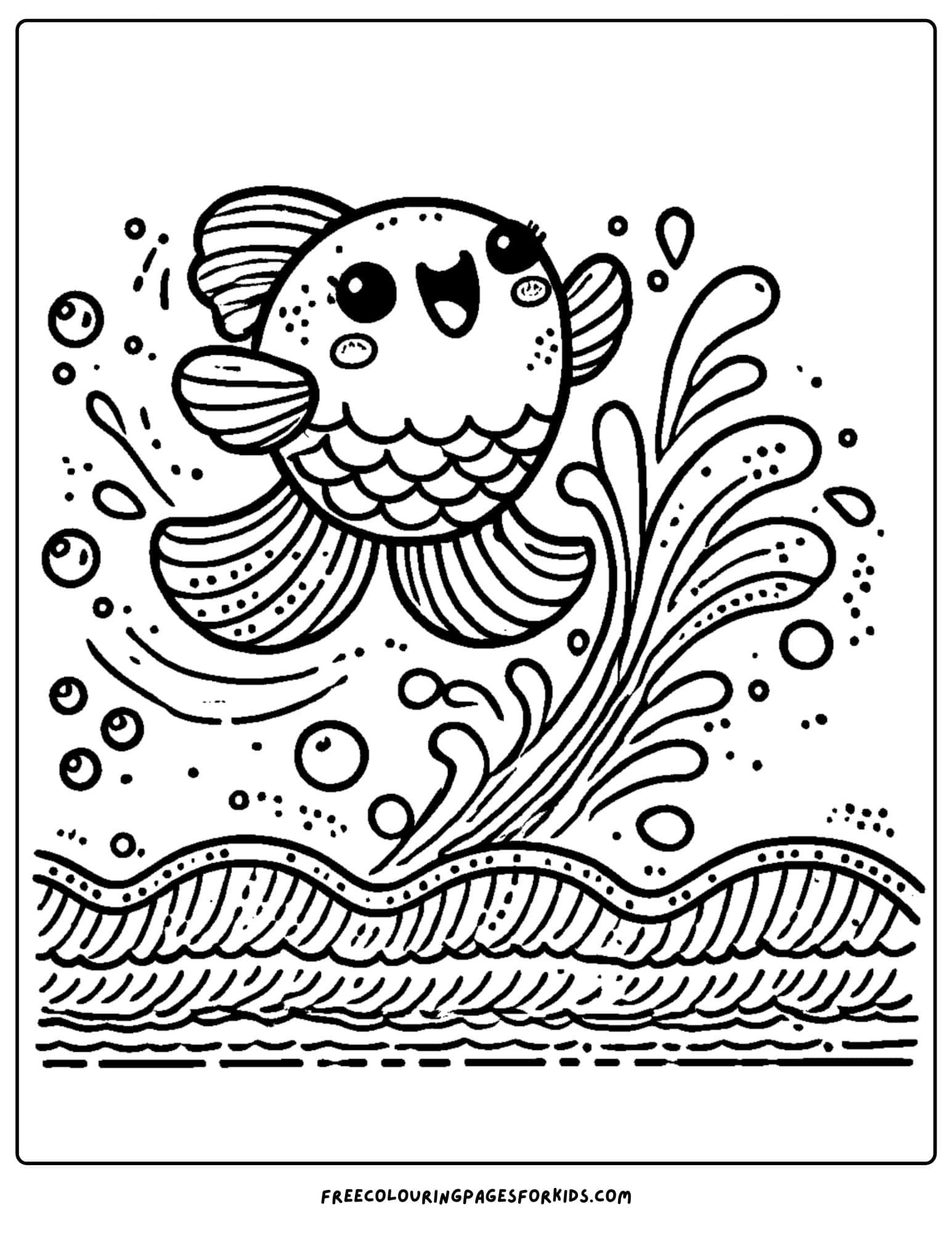 fish leaping from the water coloring page