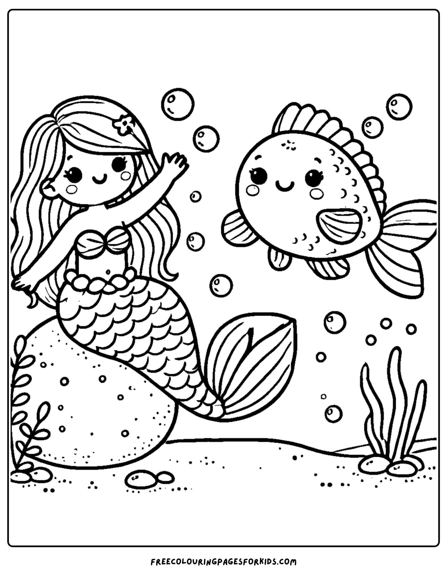 fish and a mermaid coloring page