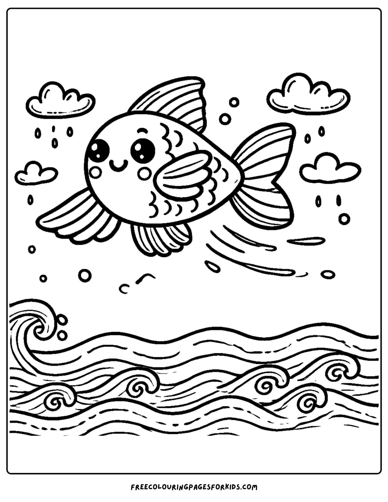 a flying fish coloring page