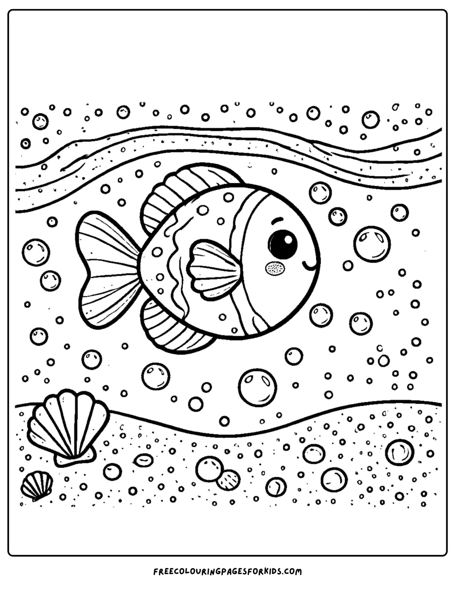 fish swimming in the water coloring page