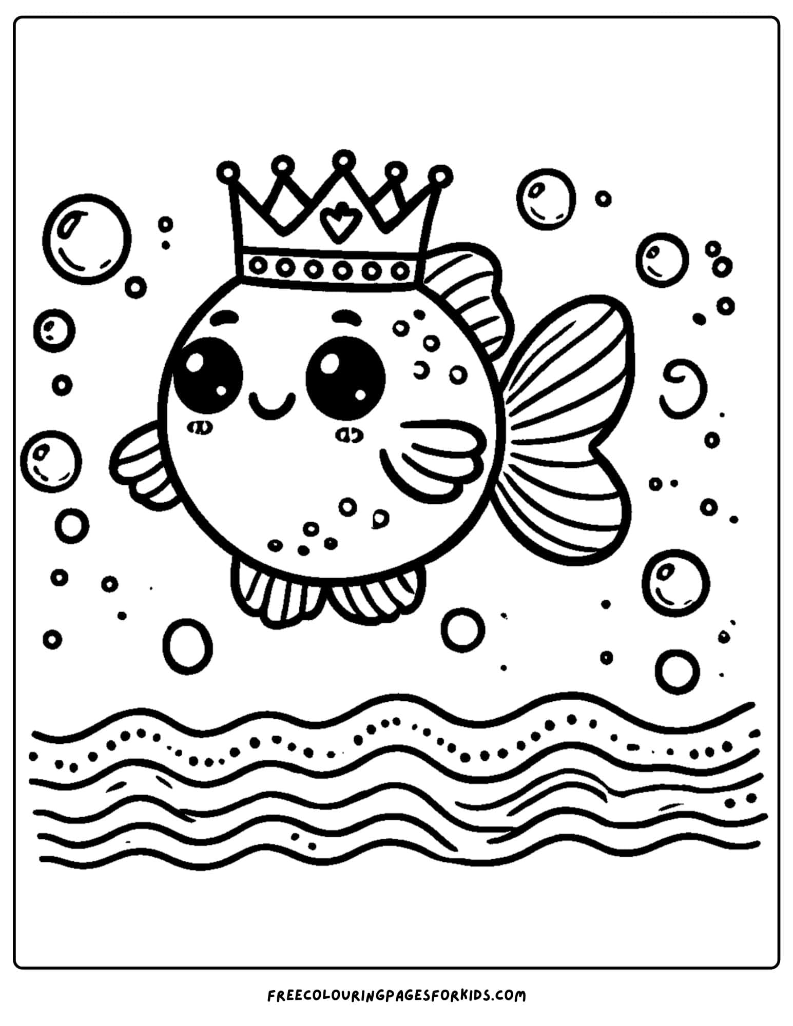 fish wearing a crown coloring page