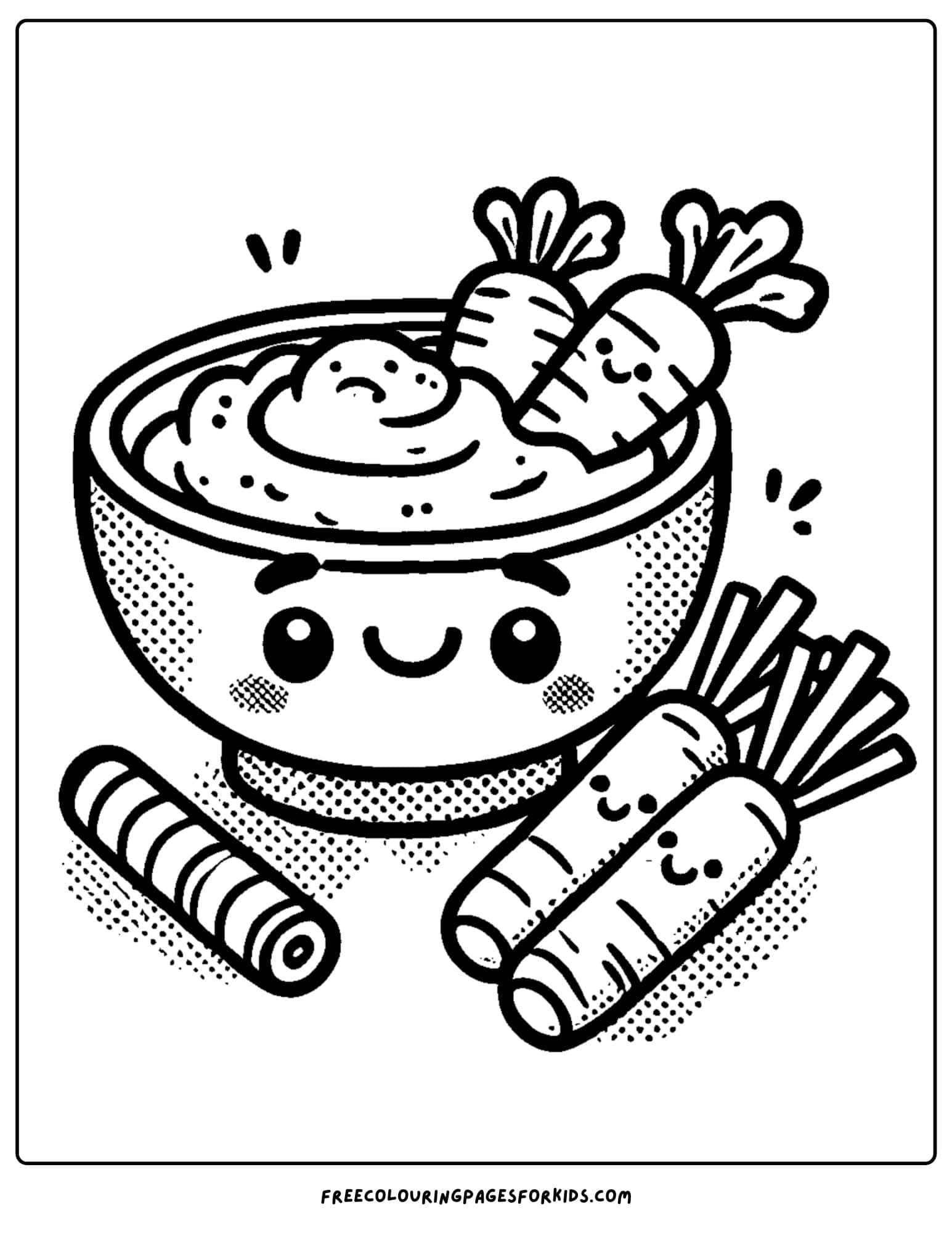 hummus and veggies coloring page