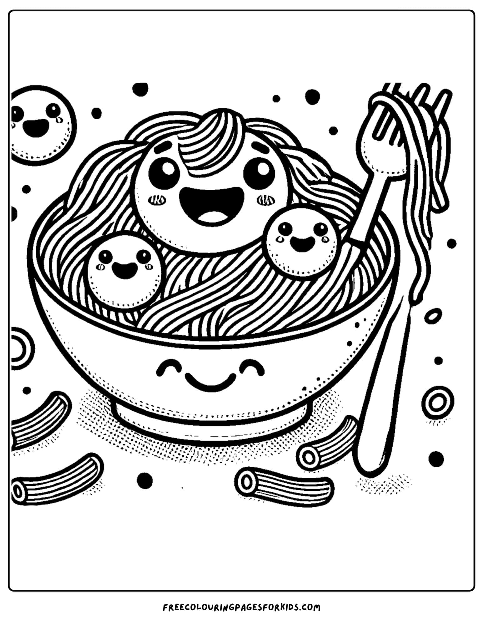 spaghetti and meatballs coloring page