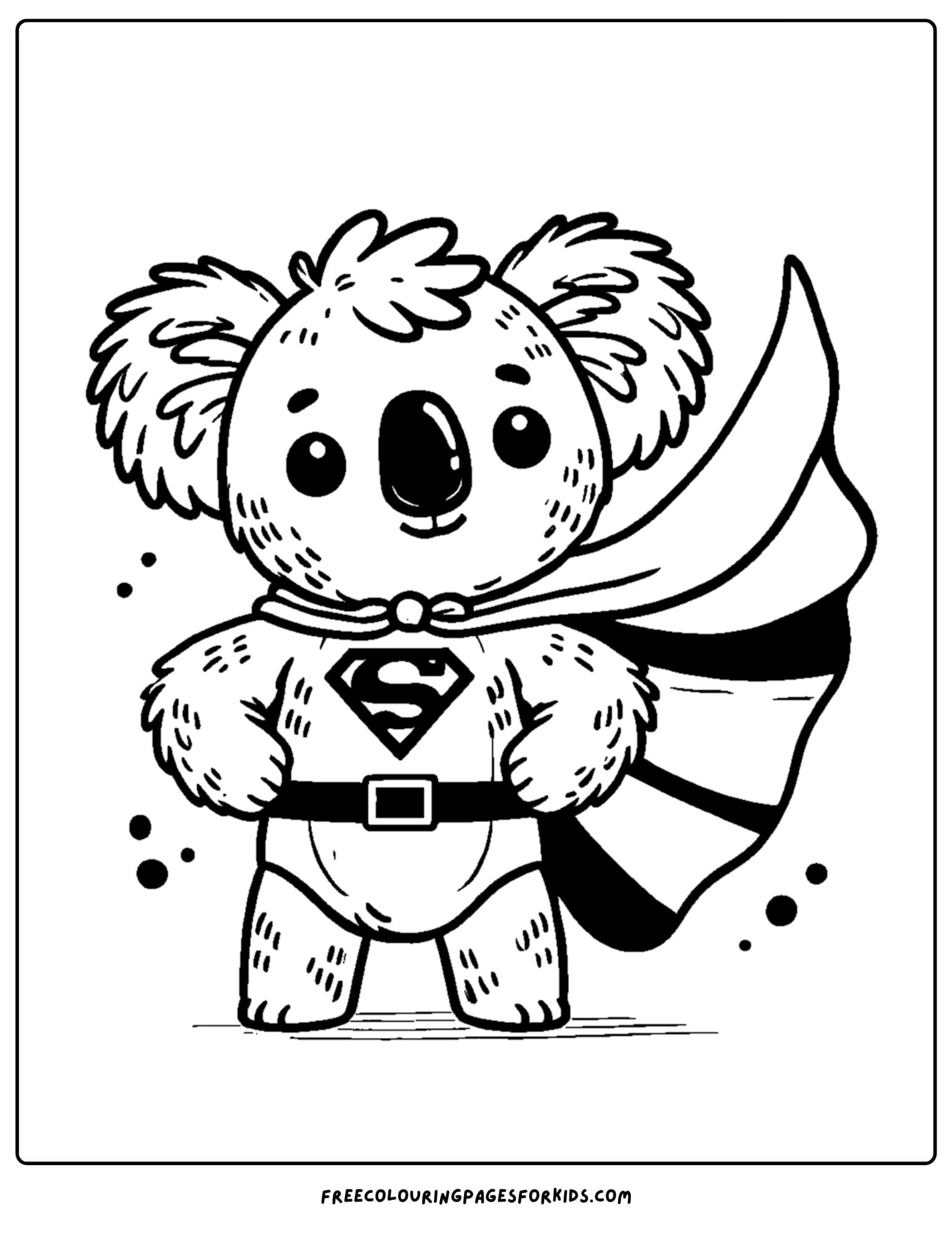 koala dressed as a superhero coloring page