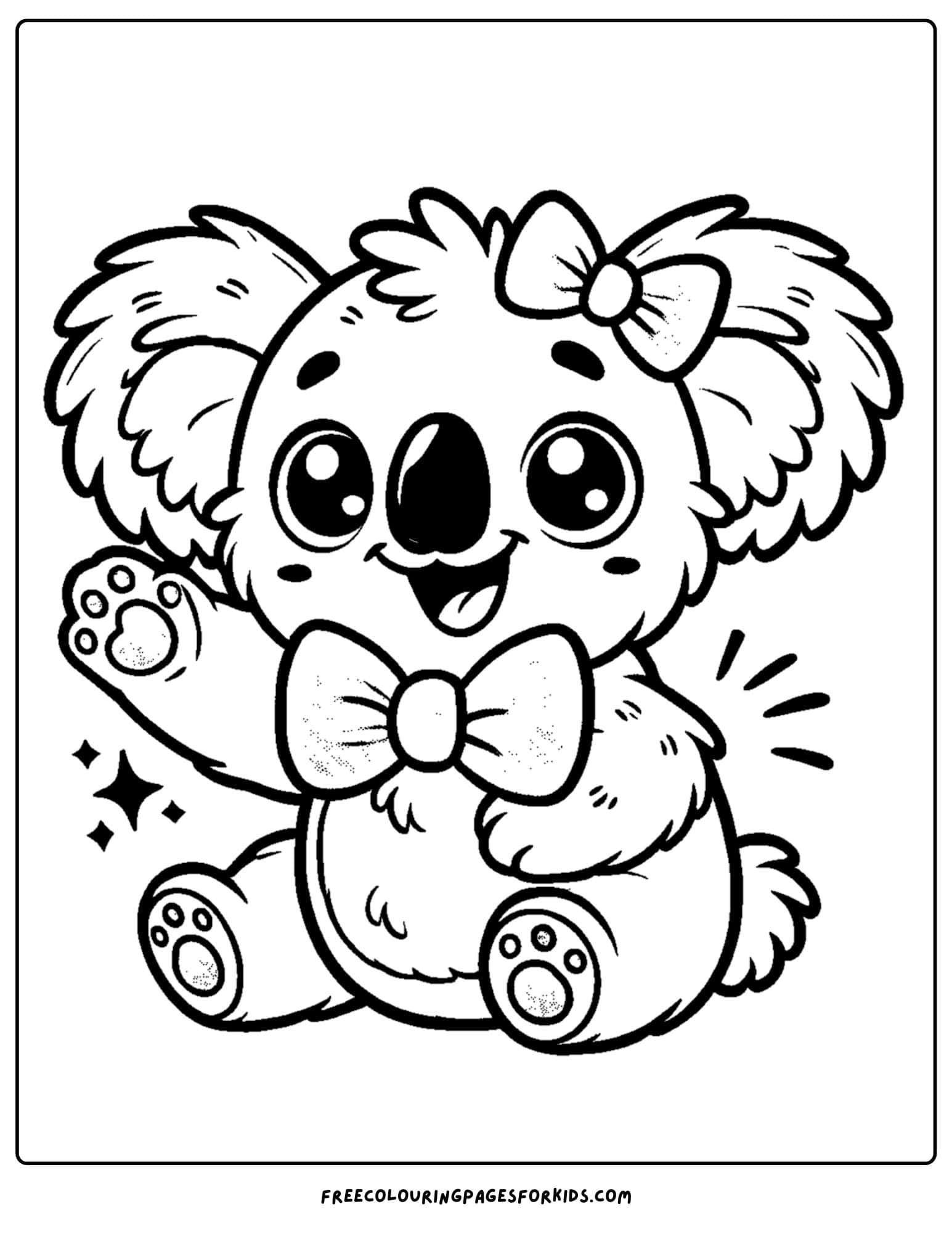 koala with a bowtie coloring page